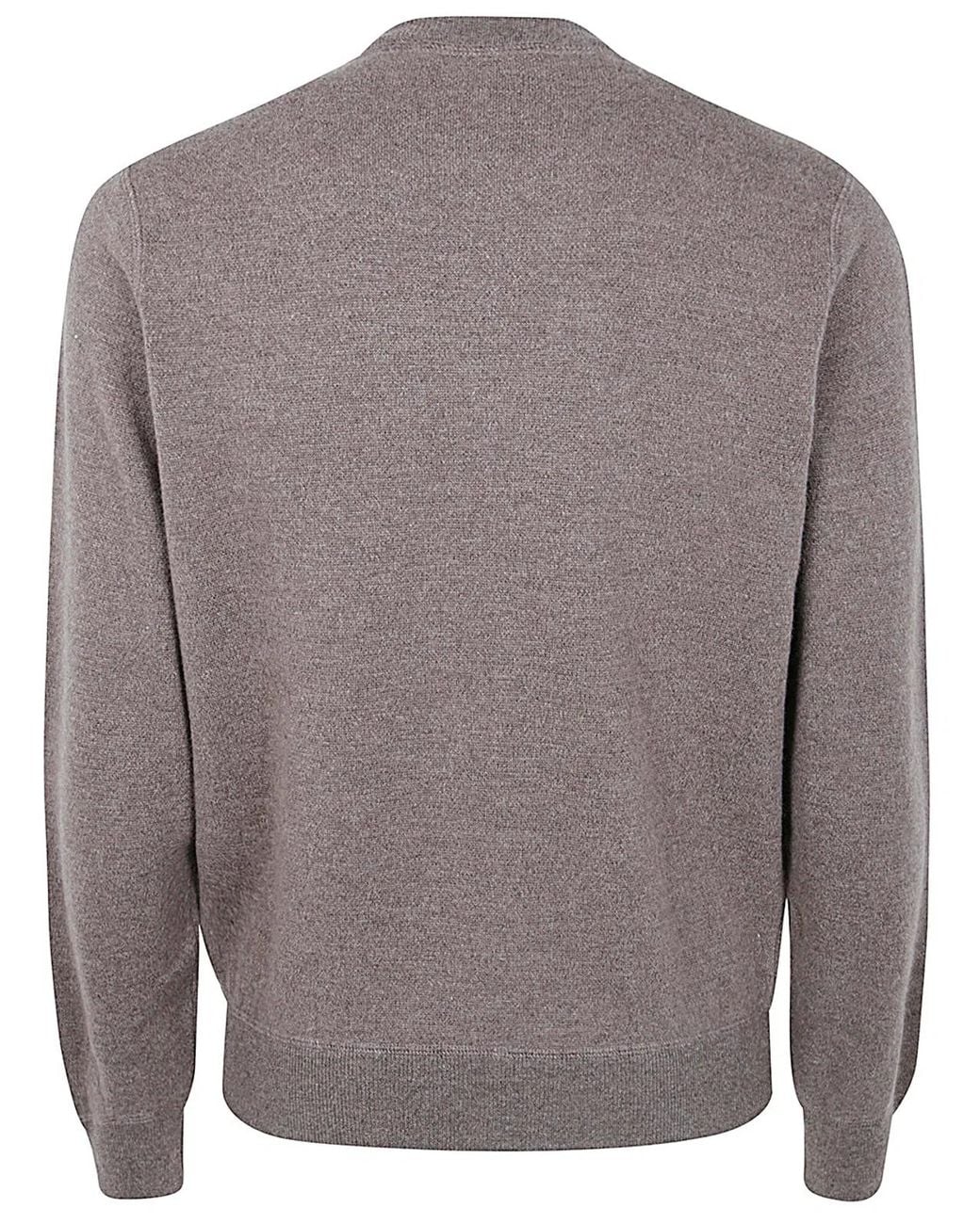 FILIPPO DE LAURENTIIS Gray Long Sleeves Cashmere Wool Round Neck Sweatshirt for men