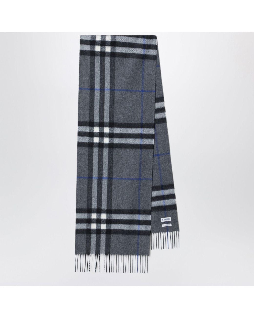 Burberry Blue Check Cashmere Scarf for men