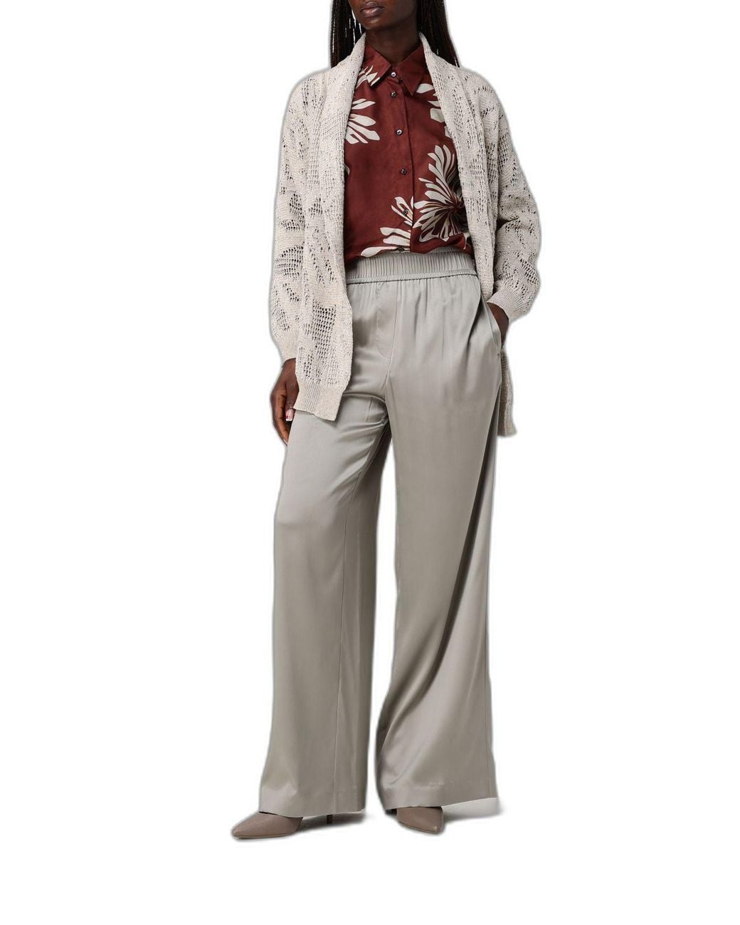 Brunello Cucinelli Green Silk Satin Track Pants