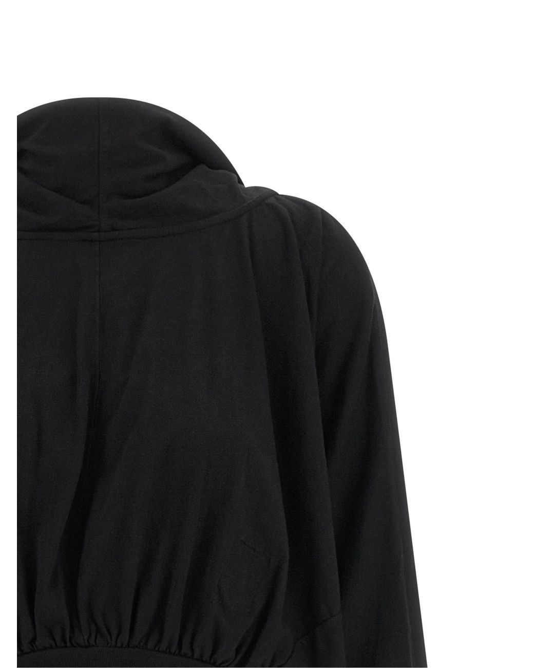 Rick Owens Black 'Cropped Hooded Top' Long Sleeve Sweater