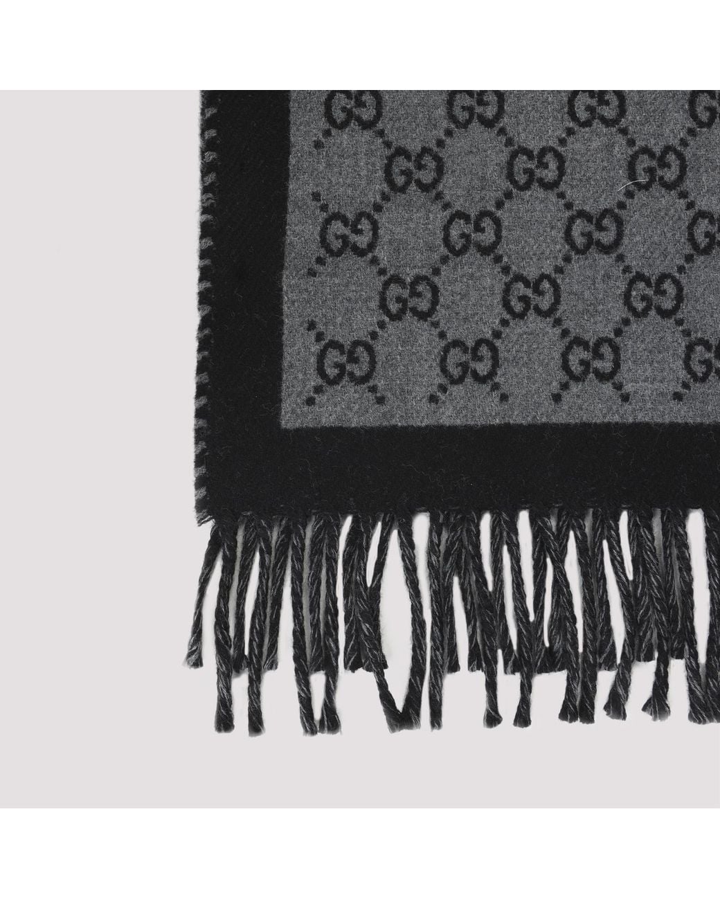 Gucci Gray Gg Jacquard Wool Scarf for men