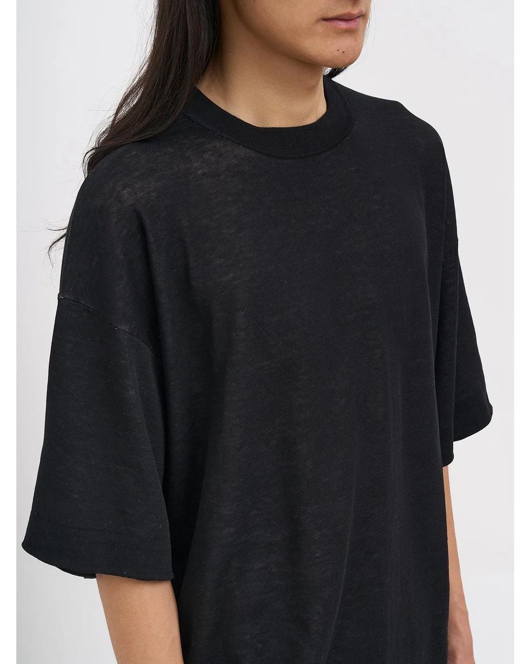 Isabel Benenato Black Crew Neck Cotton Sweater for men