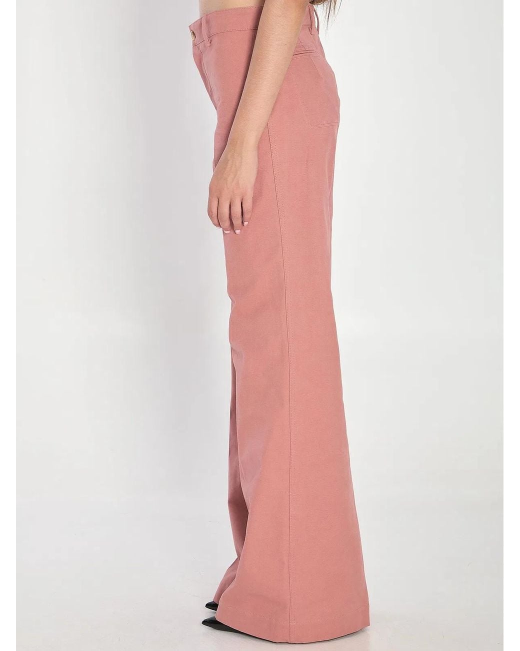 Chloé Pink Dark Cotton Flared Leg Pant