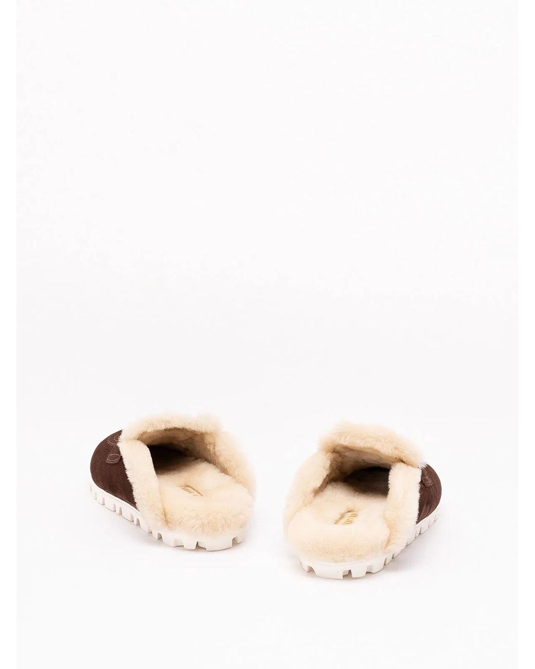 Miu Miu Brown Suede And Shearling Mules