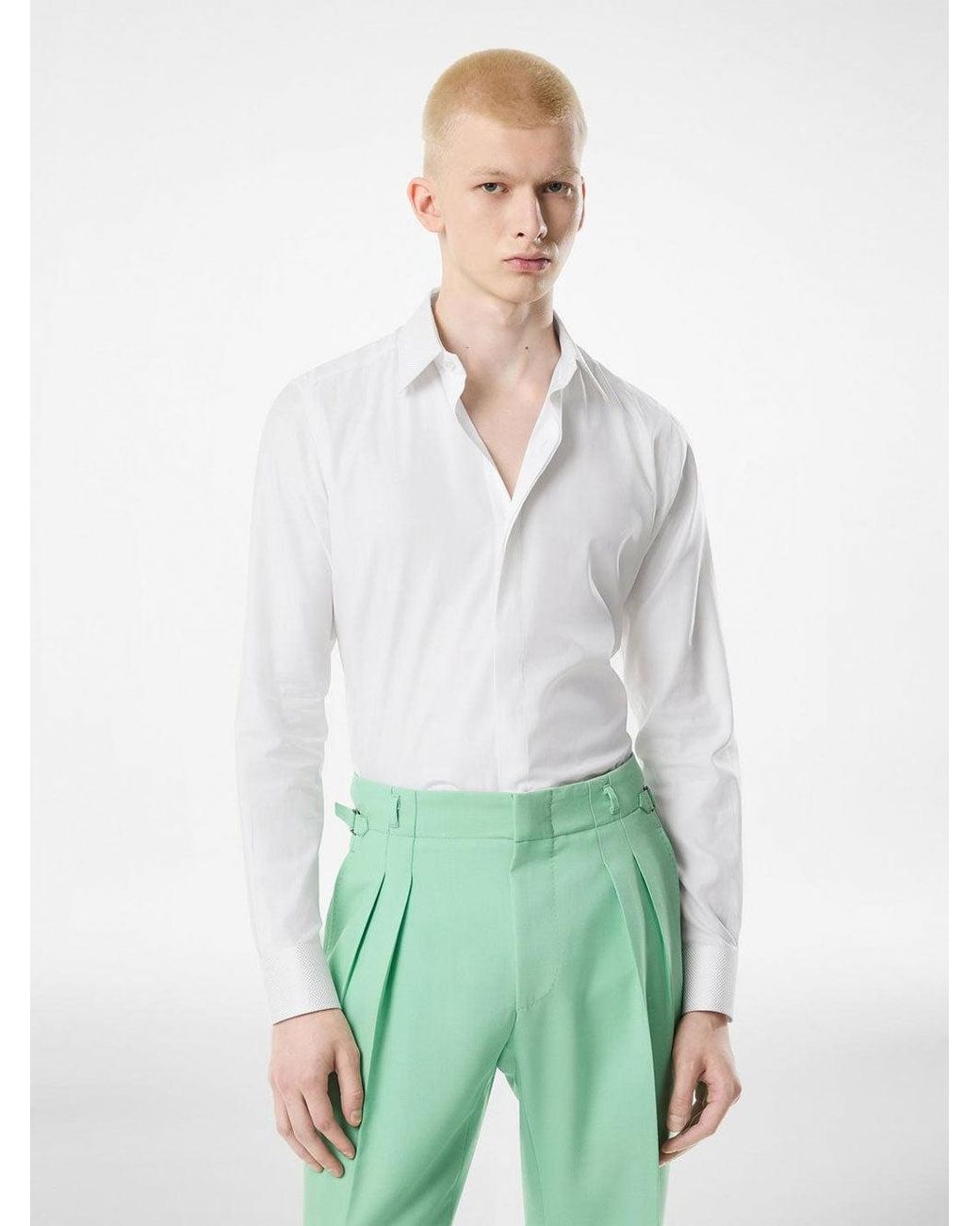 Tom Ford White Cotton And Silk Classic Fit Shirt for men