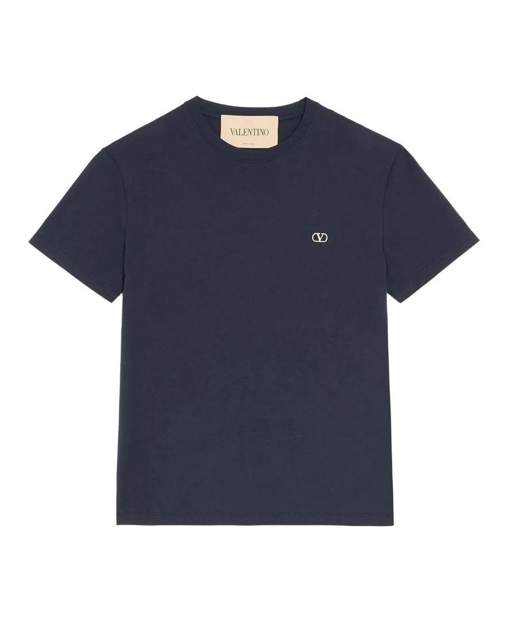 Valentino Garavani Blue Cotton T-Shirt With Vlogo Embroidery for men