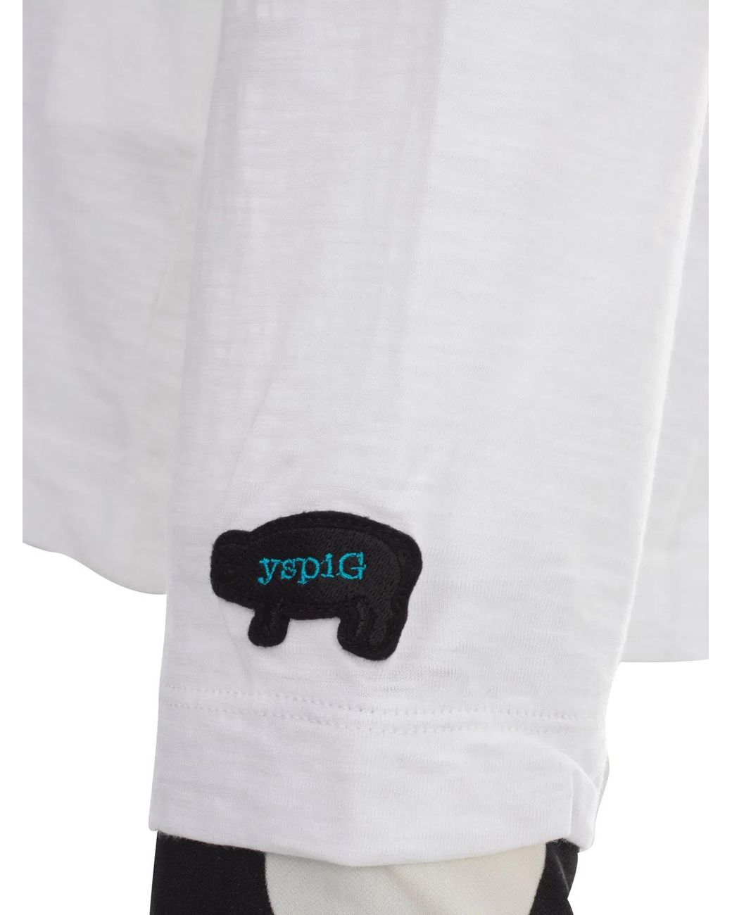 Y's Yohji Yamamoto White Uneven Yarn X Pe Polka Pig L/S T-Shirt