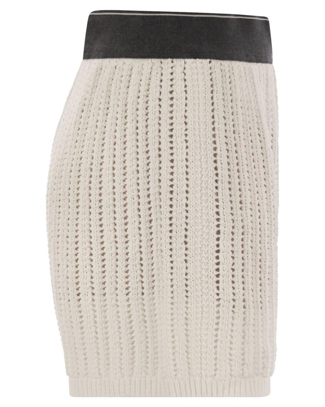 Brunello Cucinelli White Cotton Net Knit Shorts