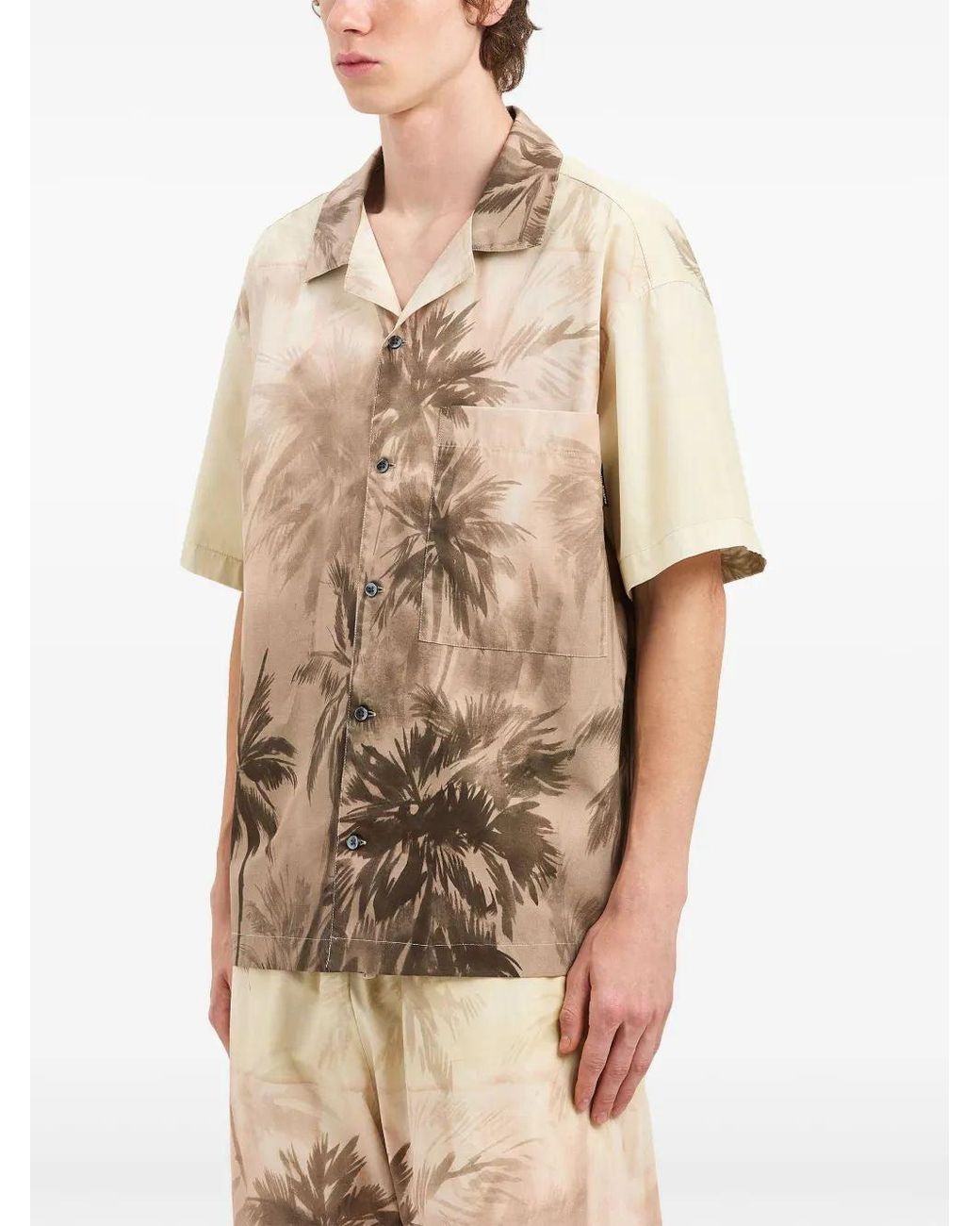 Palm Angels Natural Mini Sunset Palms Bowling Shirt For for men