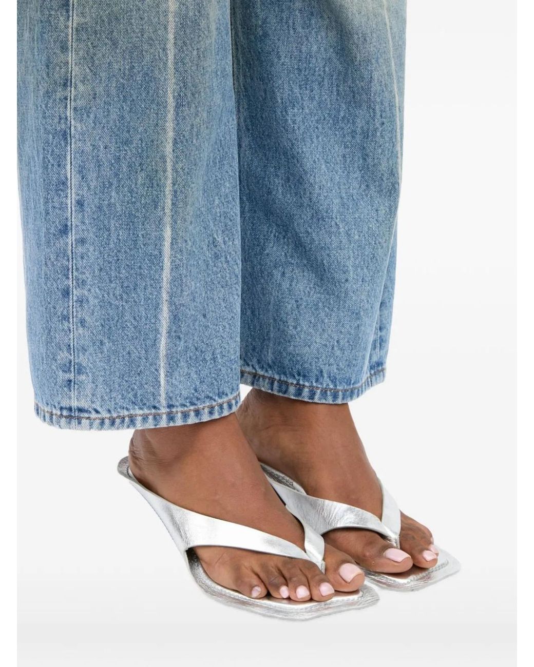 MM6 by Maison Margiela White Thong Heel Sandals