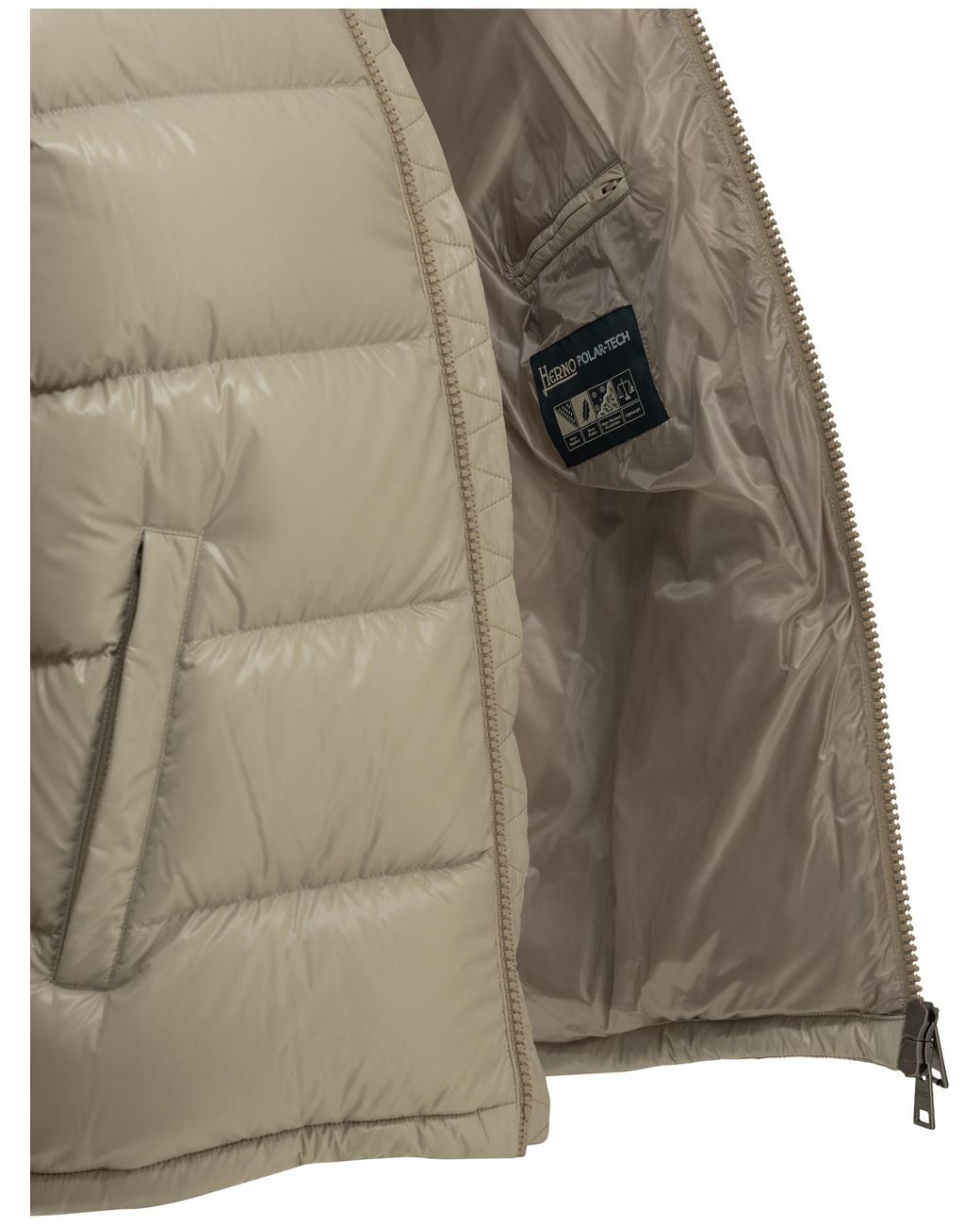 Herno Gray Short Down Jacket With Logo for men