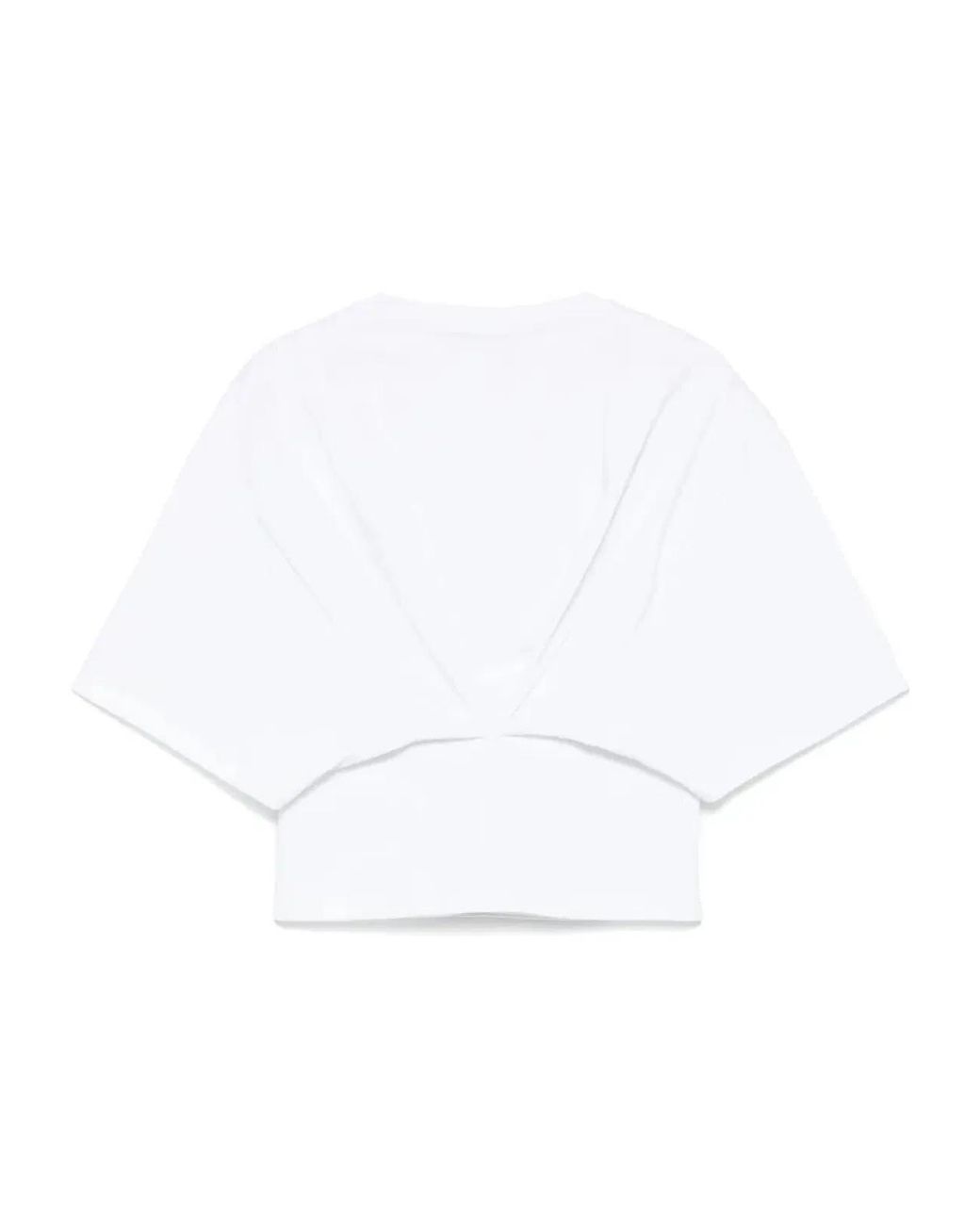 DARKPARK White Doyle Cropped Draped Short Sleeve Tee