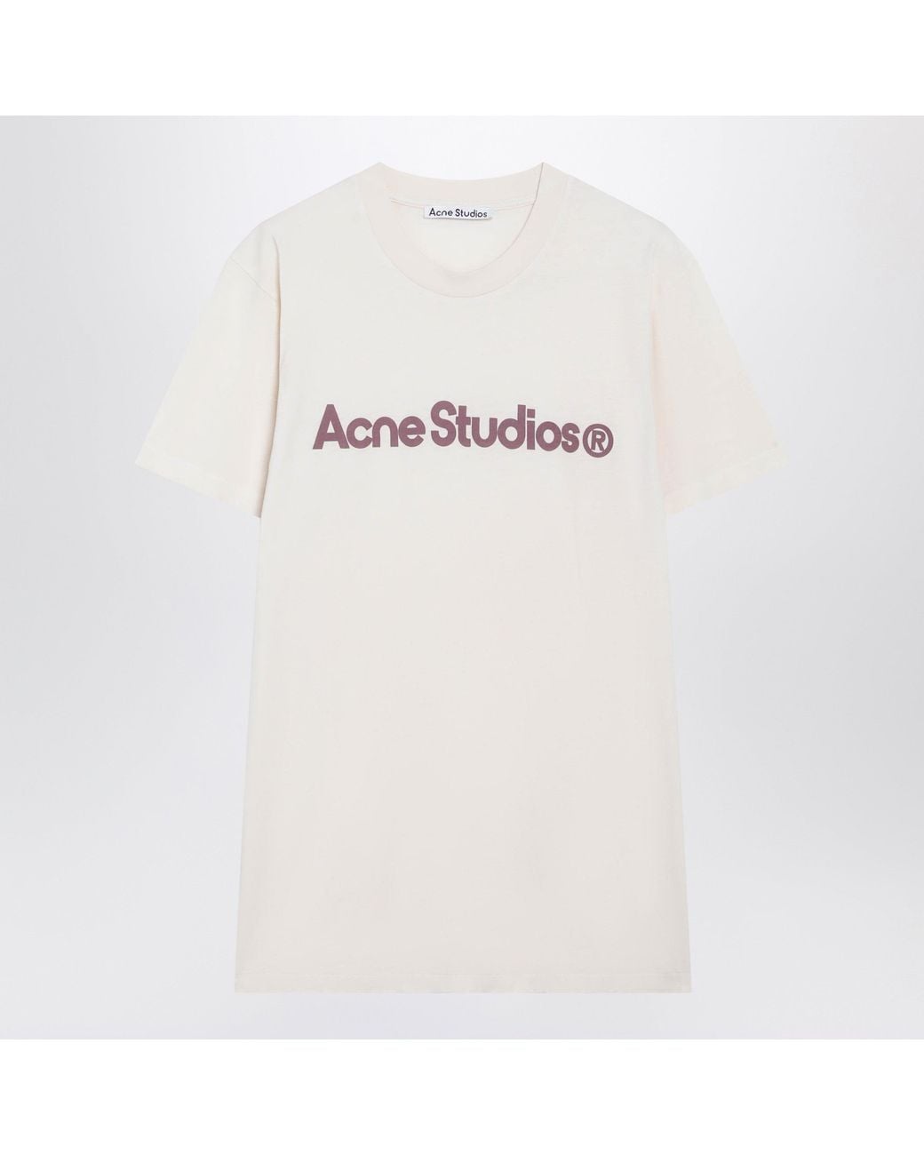 Acne White Pale Cotton T-Shirt With Logo for men