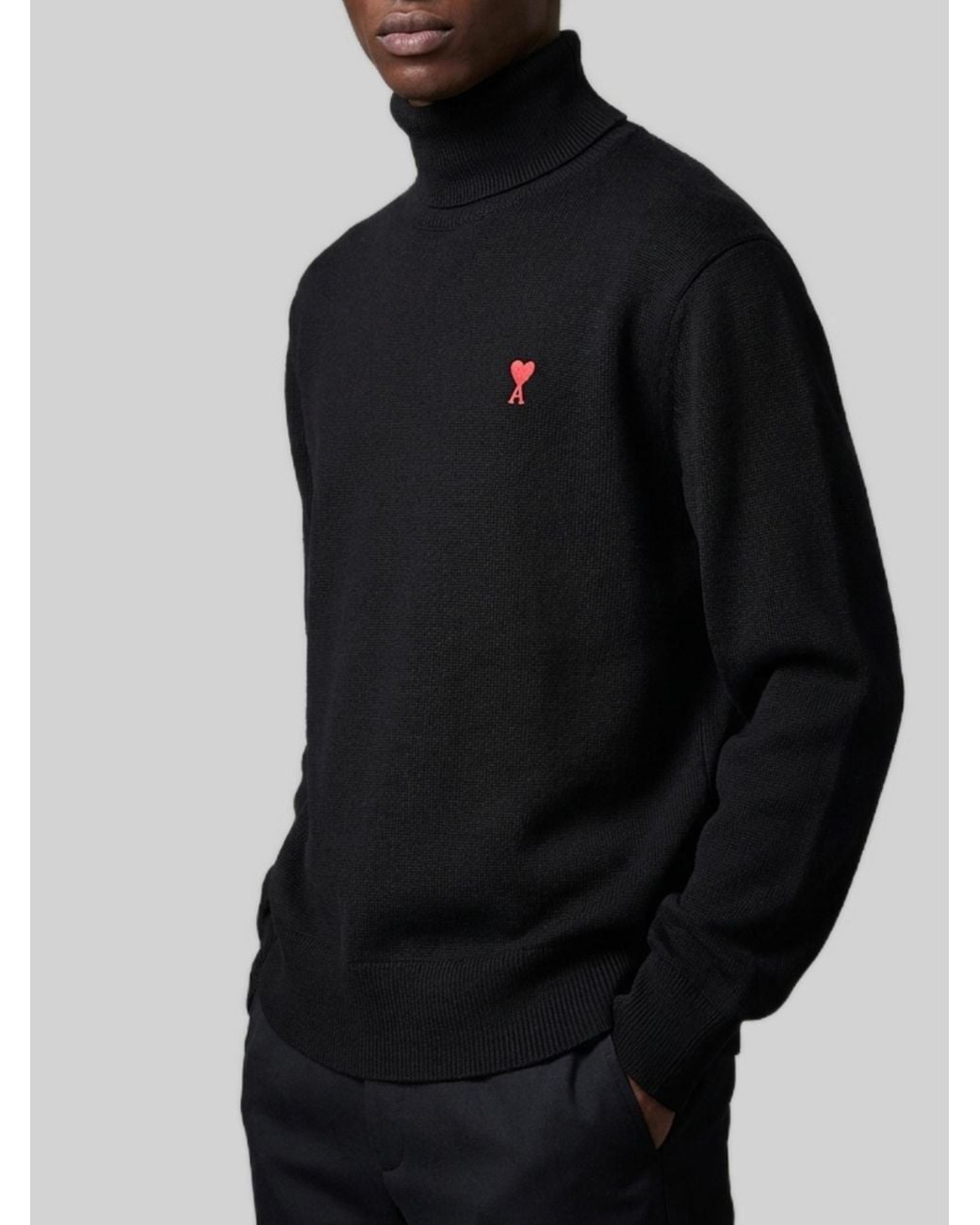 AMI Black Ami De Coeur Turtleneck Sweater for men