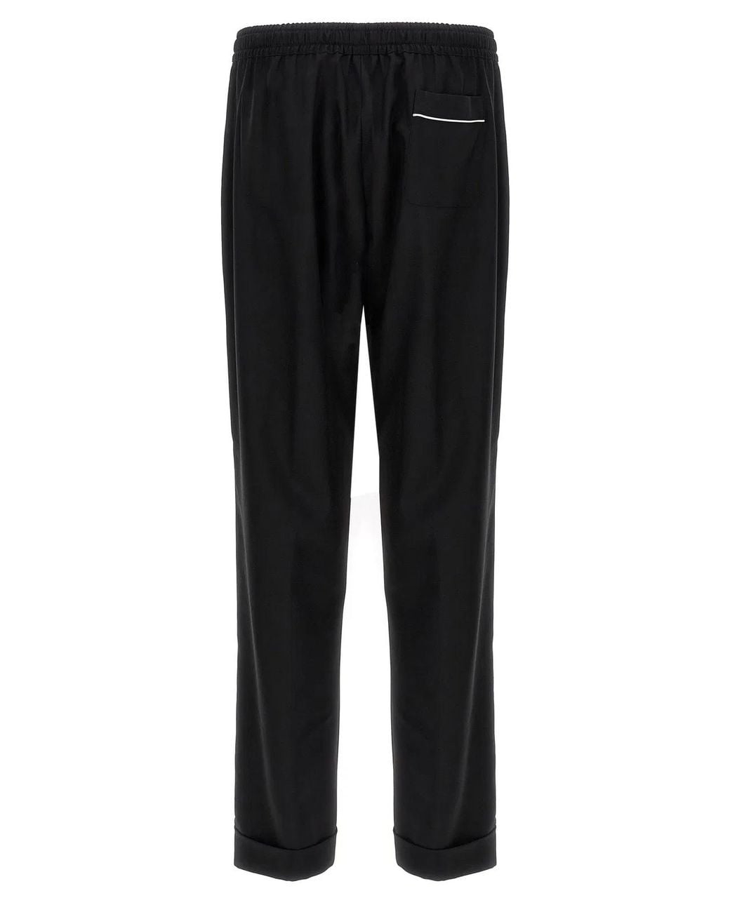 Dolce & Gabbana Black Dolce & Gabbana Contrast-Piping Wool Trousers for men