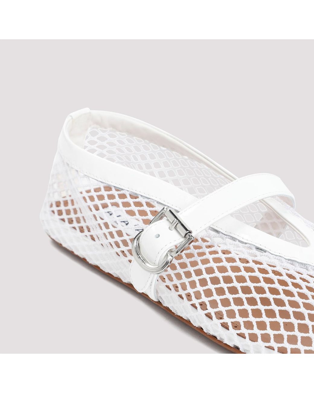 Alaïa White Alaia Patent Leather Ballerina With Mesh