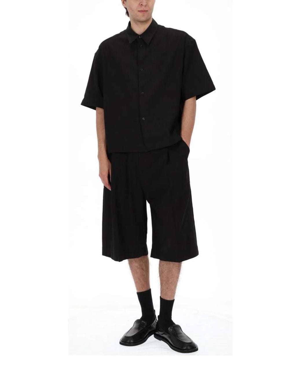 Studio Nicholson Black Cotton Linen Shirt for men
