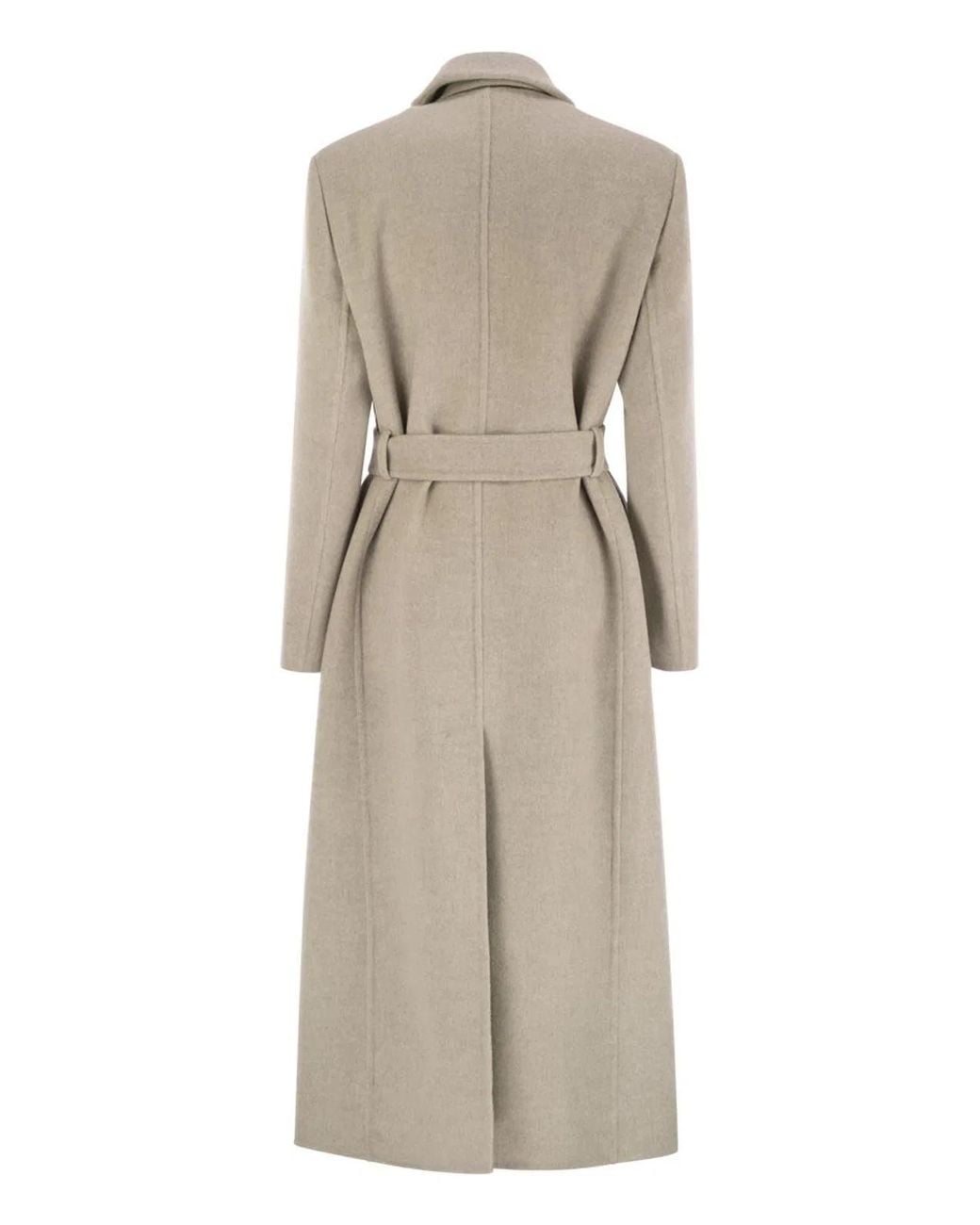 Brunello Cucinelli Natural Double-Breasted Coat