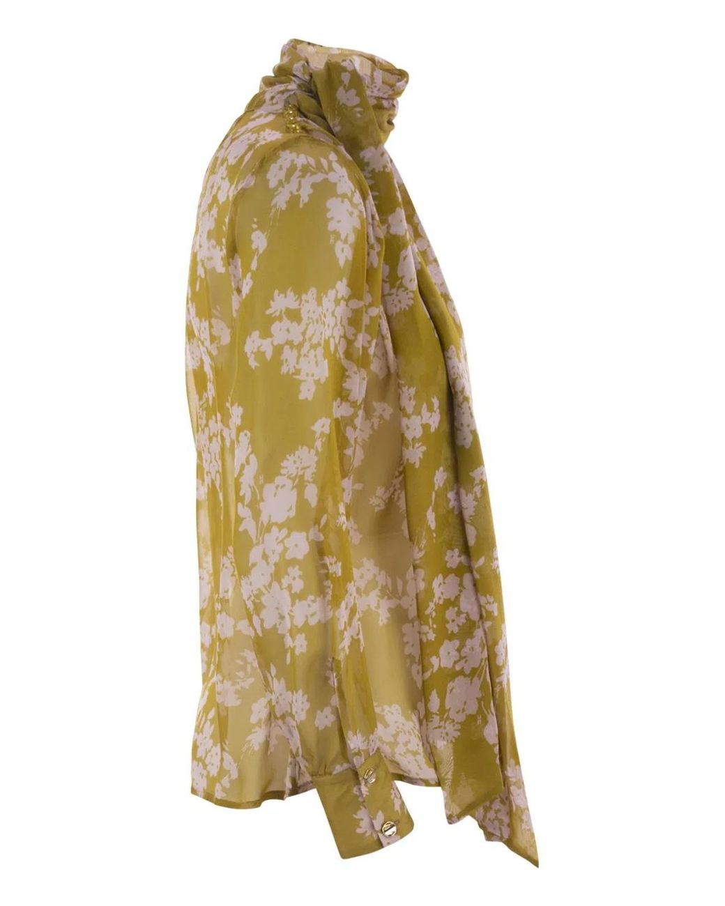 Elisabetta Franchi Metallic Printed Silk Voile Blouse Shirt