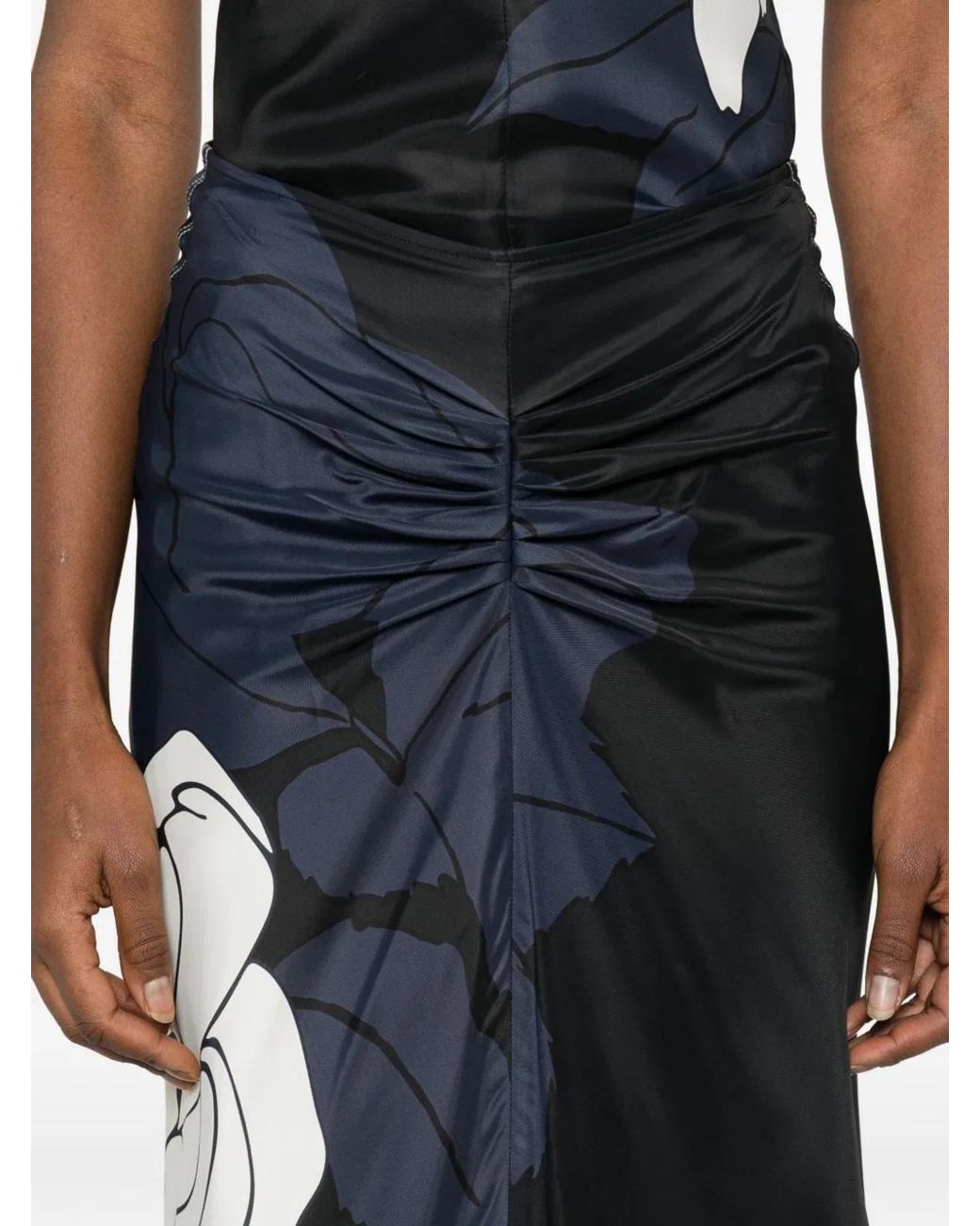 Victoria Beckham Blue Midi Skirt Flower Draped