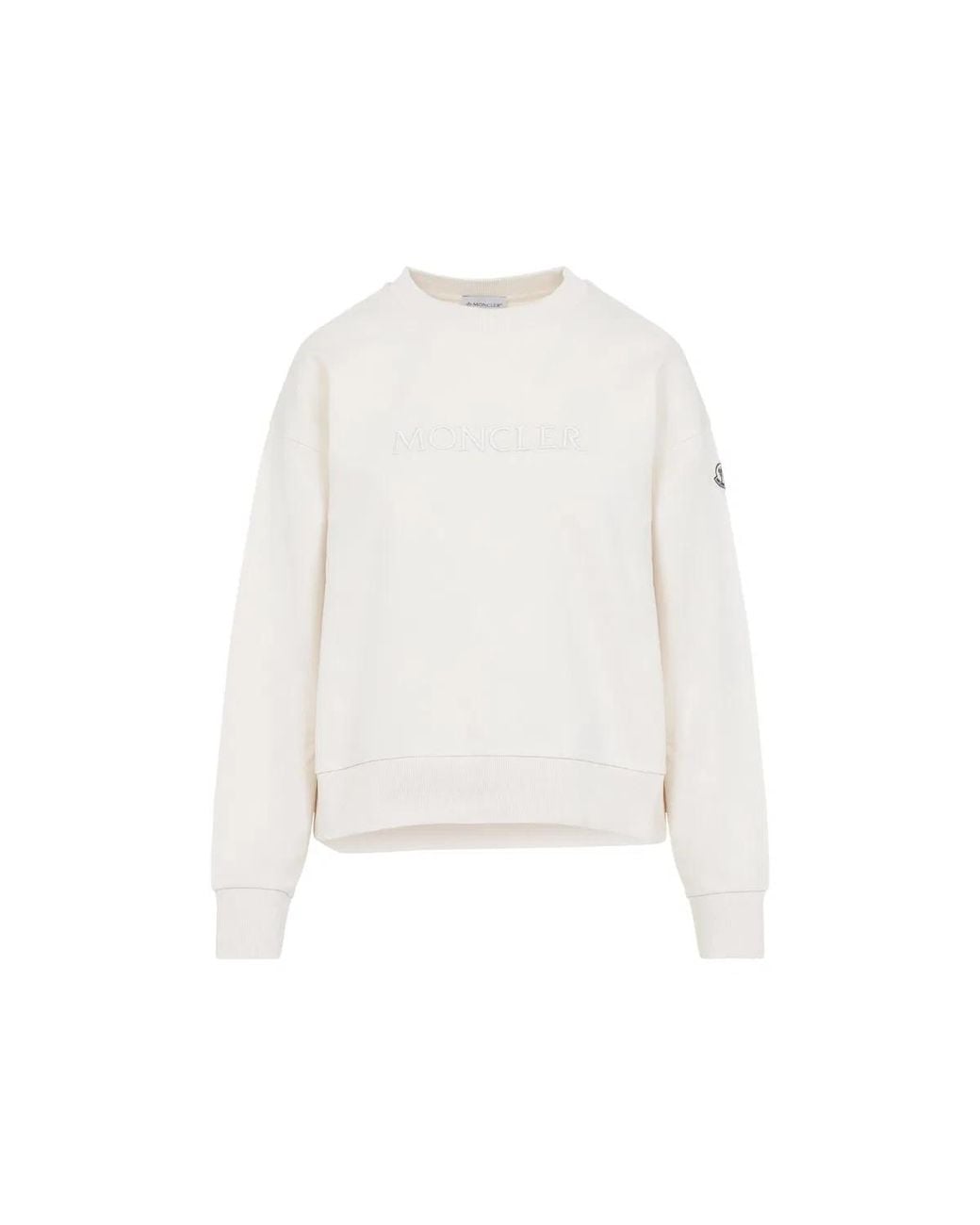 Moncler White Hoodie With Embroidered Logo