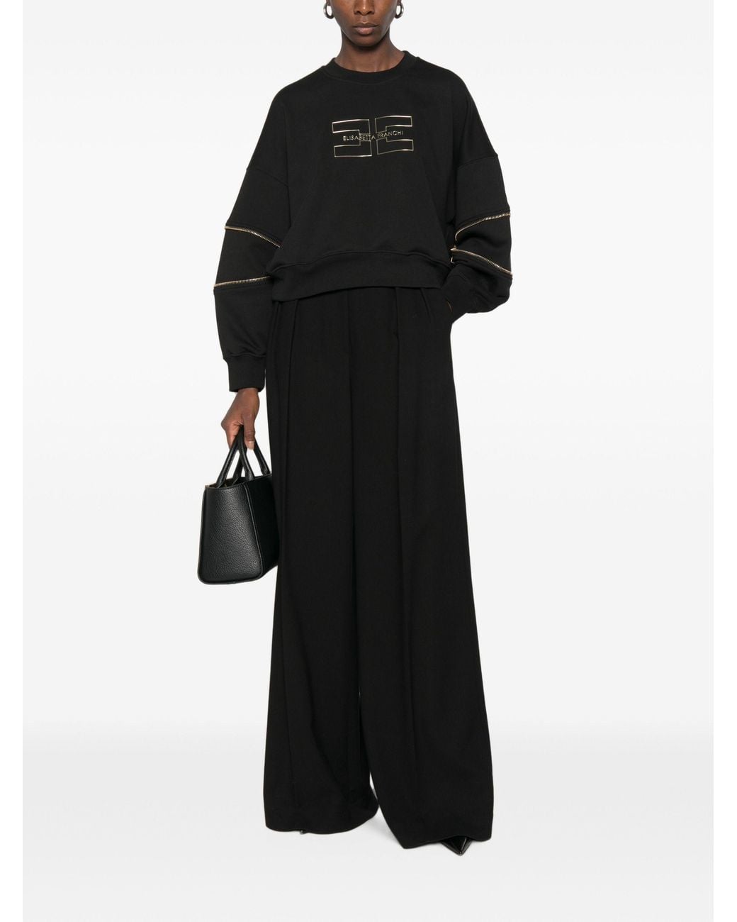 Elisabetta Franchi Black Cotton Elastane Sweater