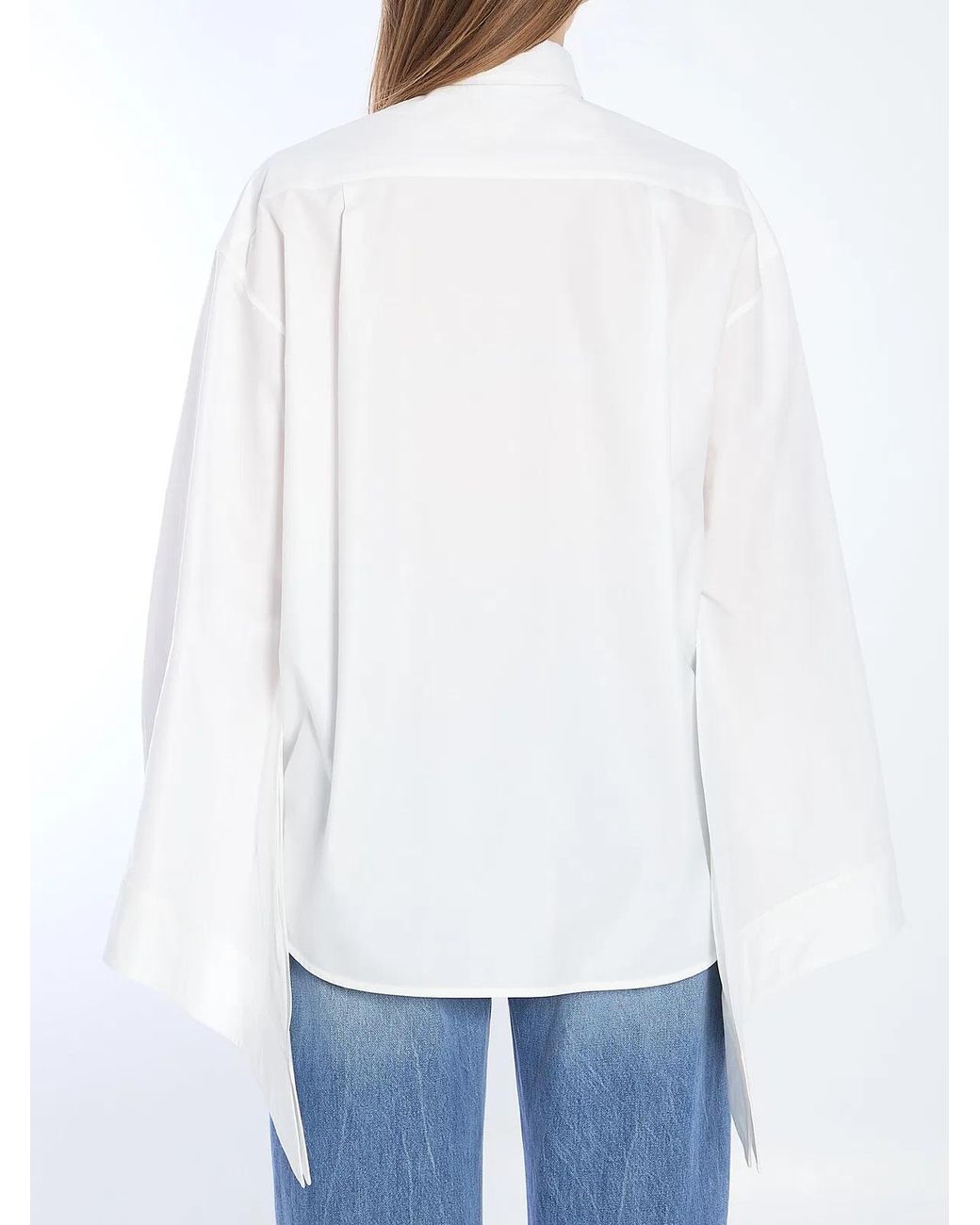 Balenciaga White Tied Cuffs Blouse