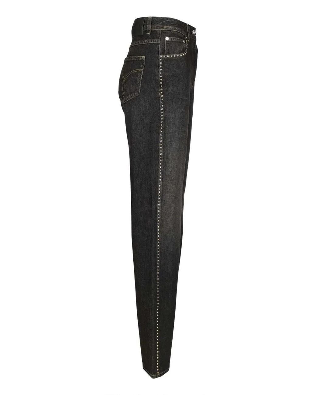 Versace Black Regular High-Waisted Decorated Jeans