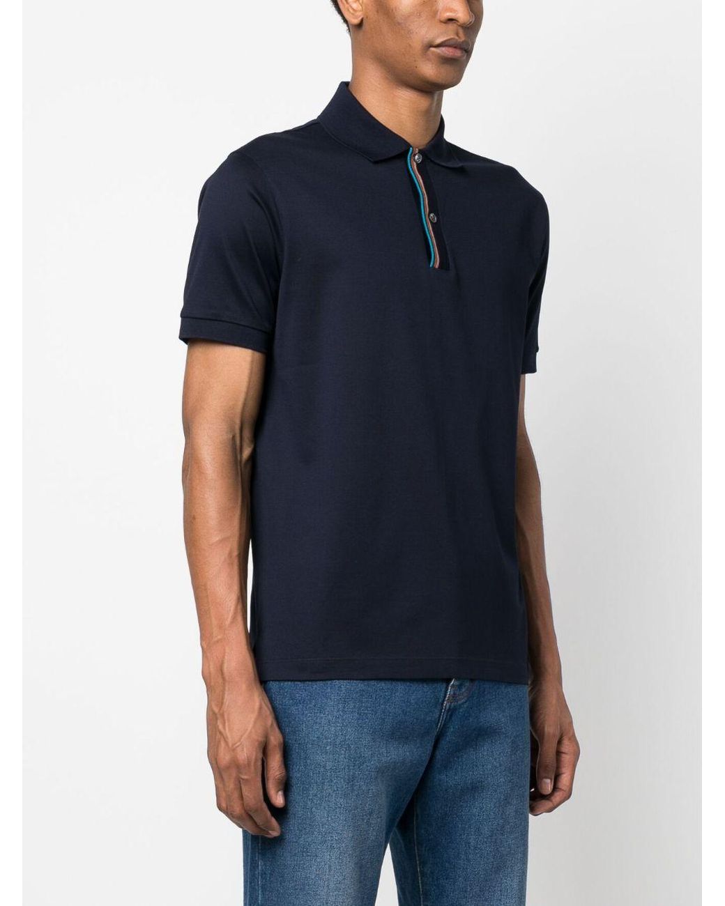 Paul Smith Blue Cotton Pique Polo for men