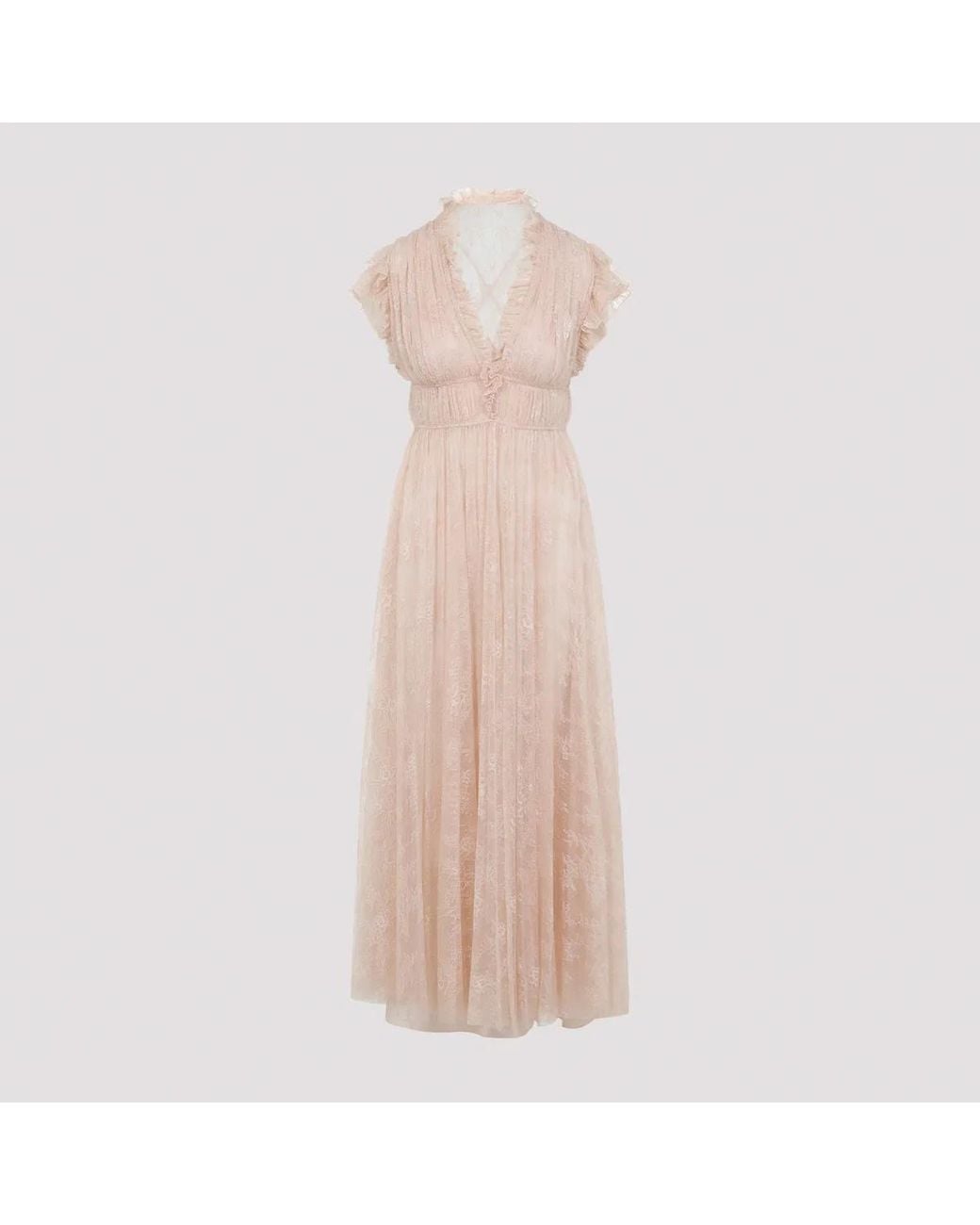 Alberta Ferretti Pink Lace Long Dress