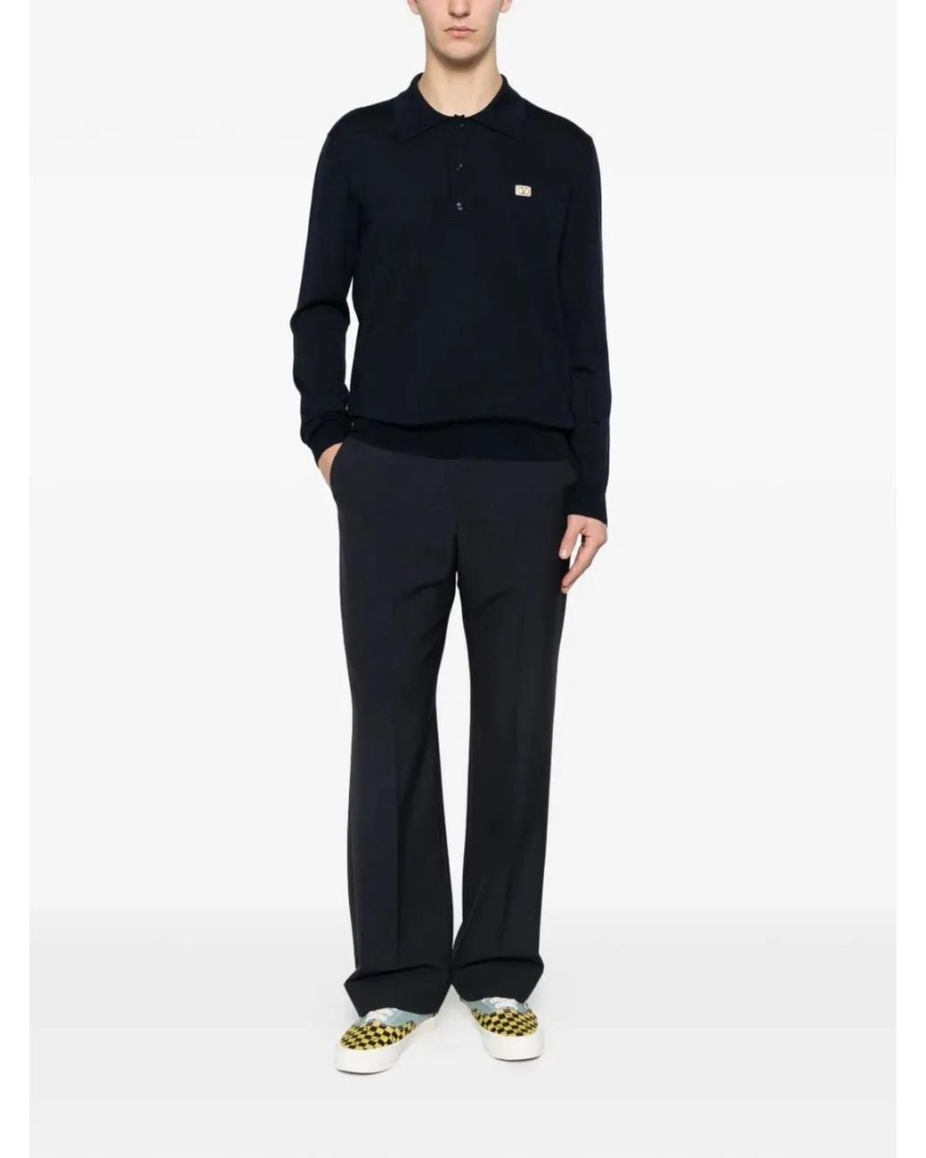 Valentino Garavani Black Polo Shirt With Vlogo Patch for men