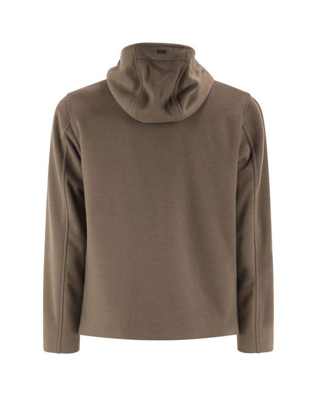Herno Brown Wool-Effect Hooded Jacket for men