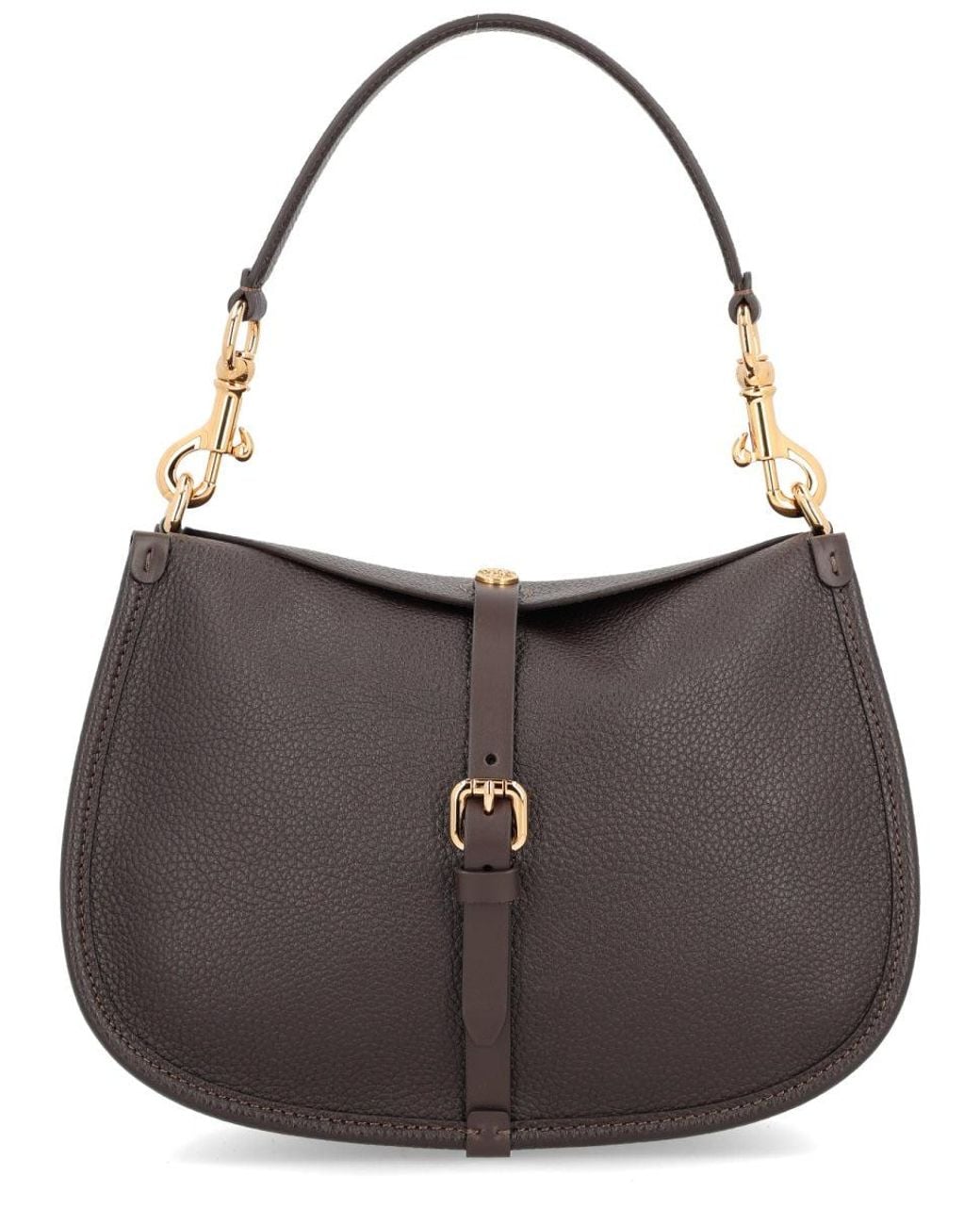 Etro Black Medium Grained Leather Shoulder Bag With Buckle