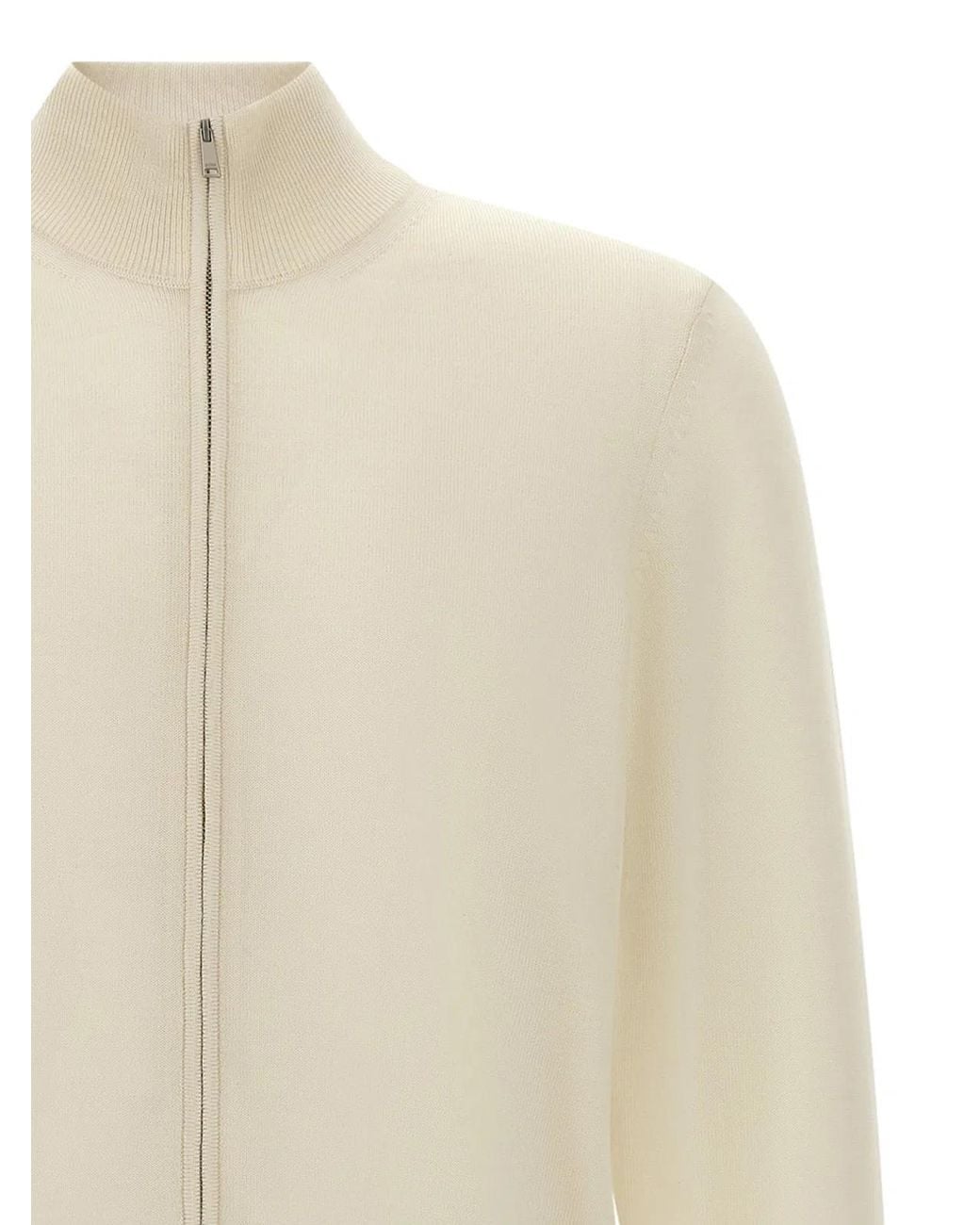 Boss White Shaved Knit Cardigan for men