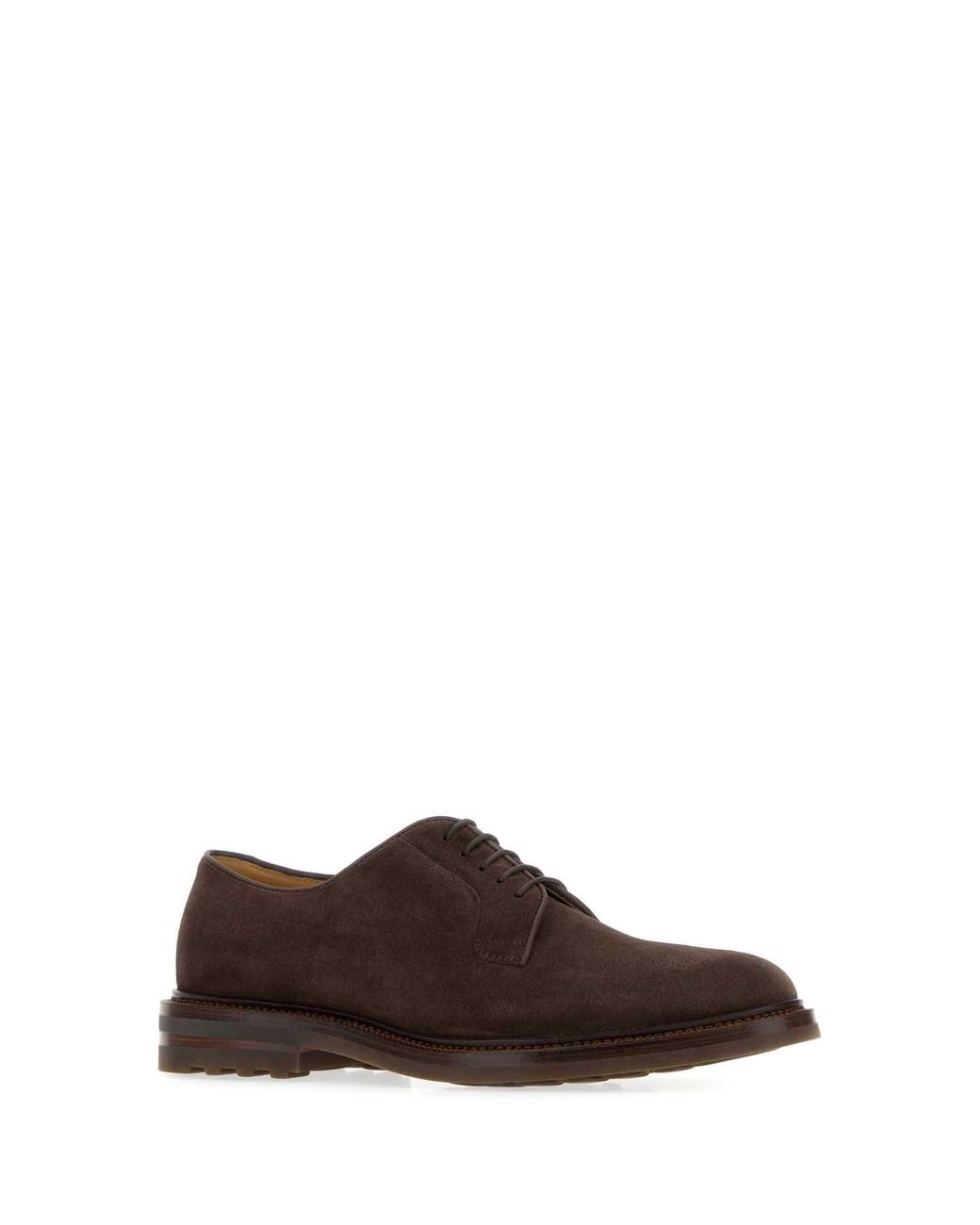 Brunello Cucinelli Brown Chocolate Suede Lace-Up Shoes for men