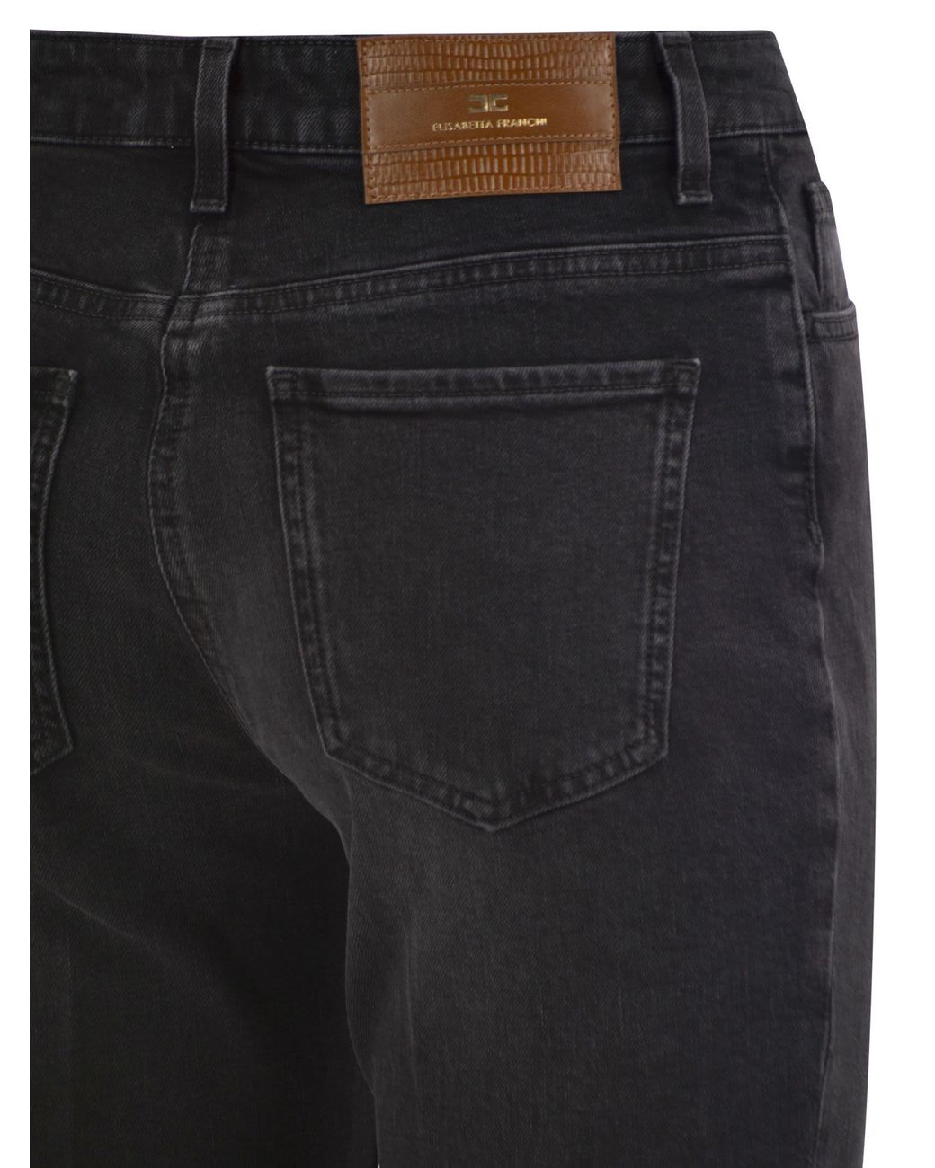 Elisabetta Franchi Black High-Waisted Slim-Fit Jeans