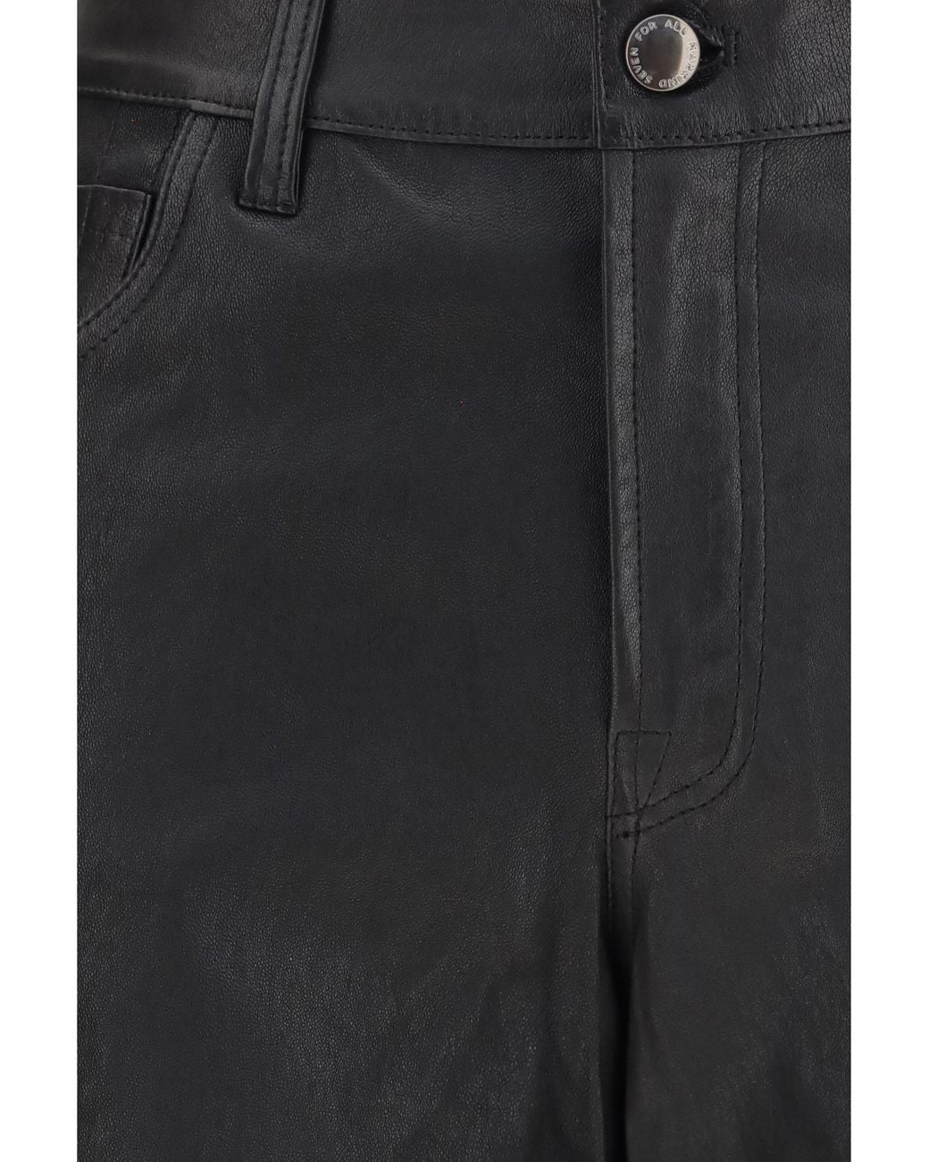 7 For All Mankind Black Straight-Leg Leather Pants for men