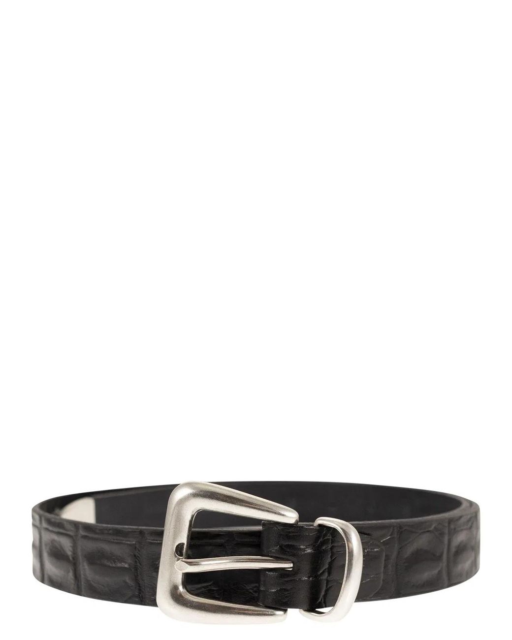 Alberto Luti White Crocodile Effect Leather Belt for men