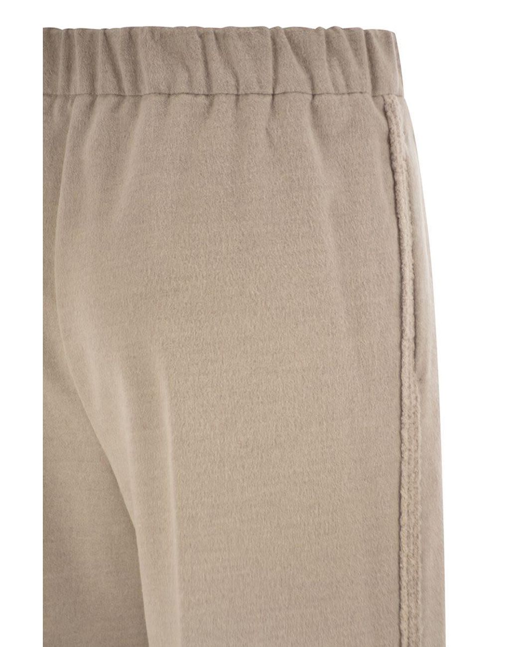 Herno Natural Wide-Leg Flannel-Effect Trousers With Elasticated Waistband