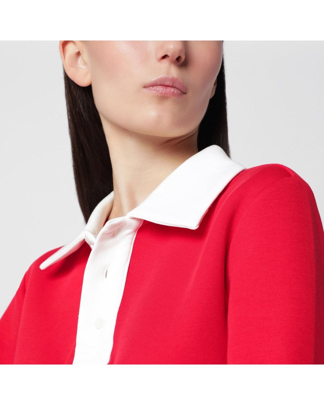 Aliita Red Oversized Cotton Polo Shirt