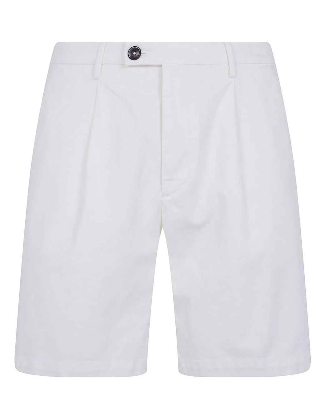 Michael Coal White Cotton & Linen Bermuda Trousers for men