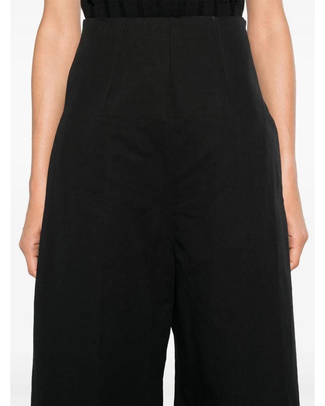 Max Mara Black Linen And Cotton Blend Trousers