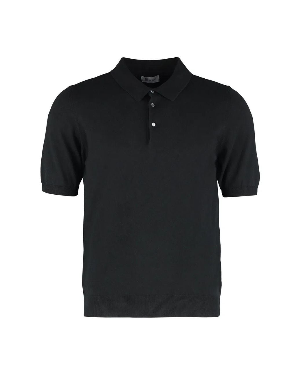 THE (Alphabet) Black Short Sleeve Cotton Polo Shirt for men