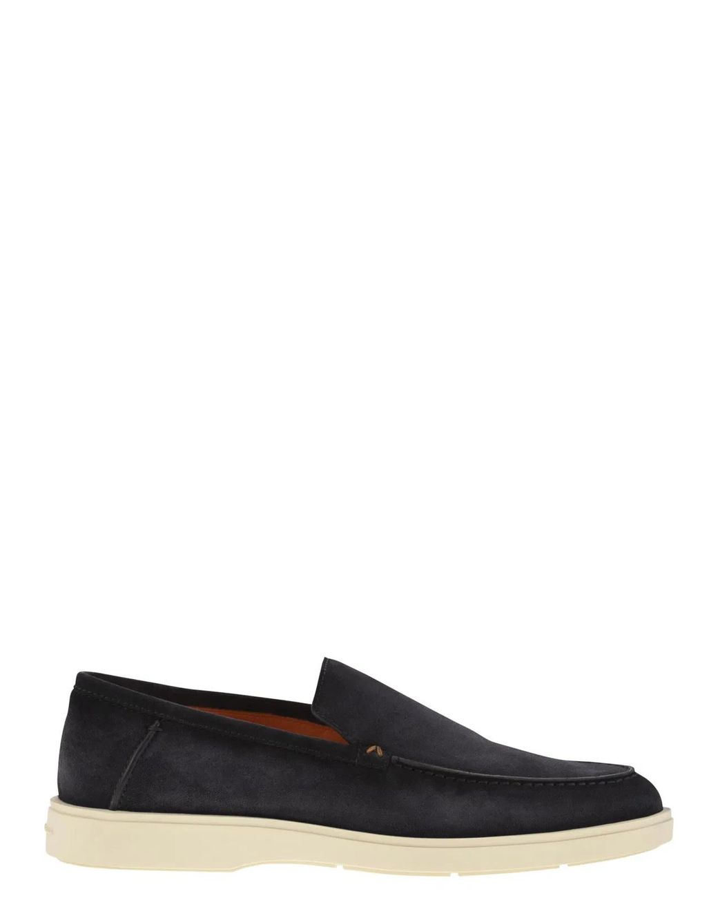 Santoni Black Suede Moccasin for men