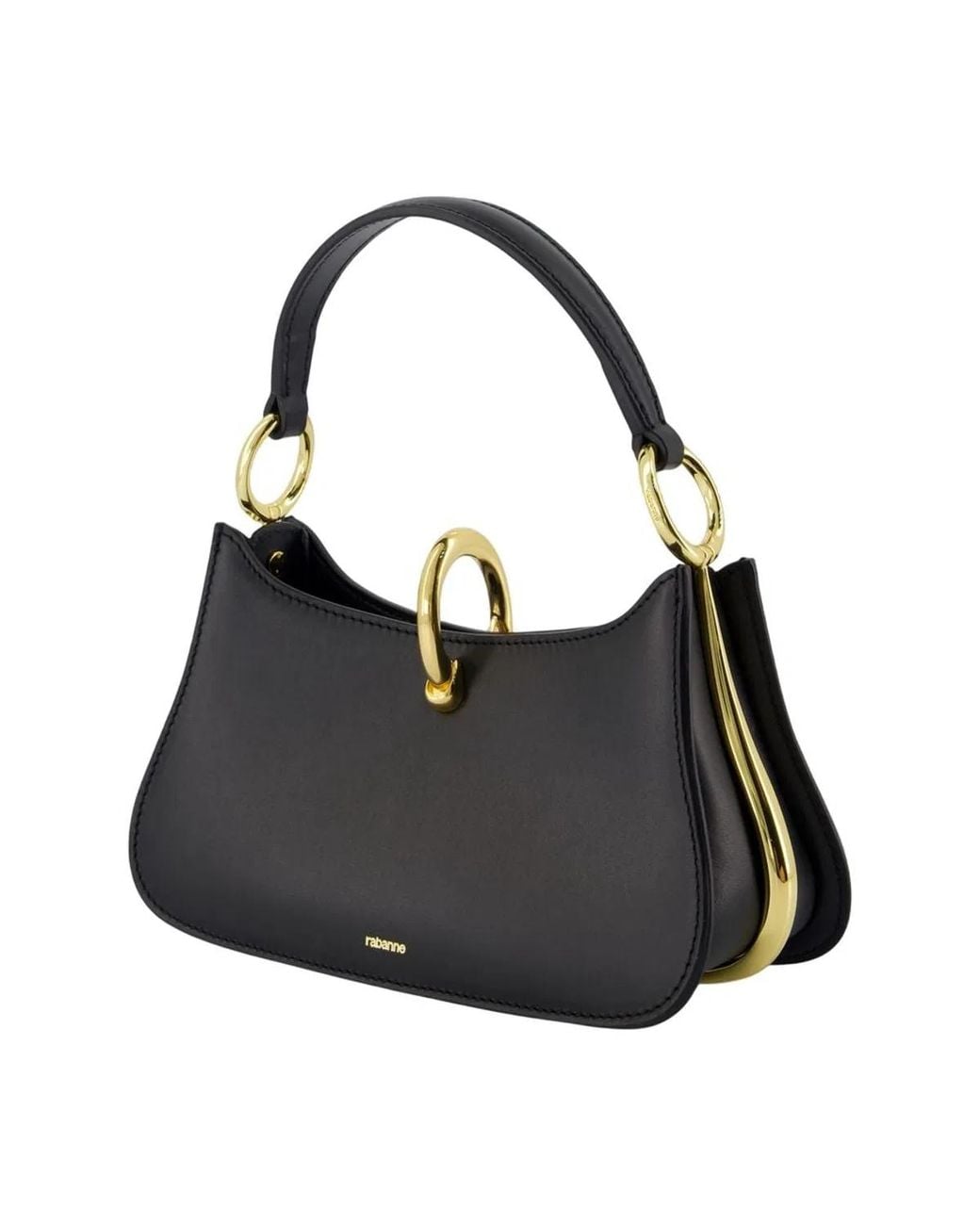 Rabanne Black Lamb Skin Calf Leather Brass Handbag