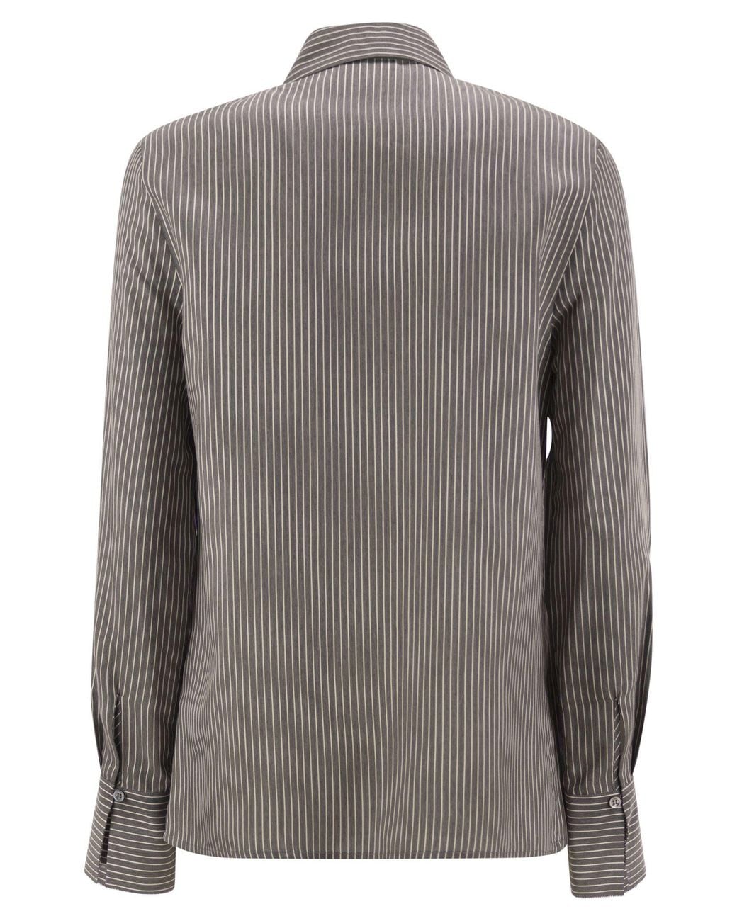 Peserico Gray Striped Viscose And Silk Blend Shirt
