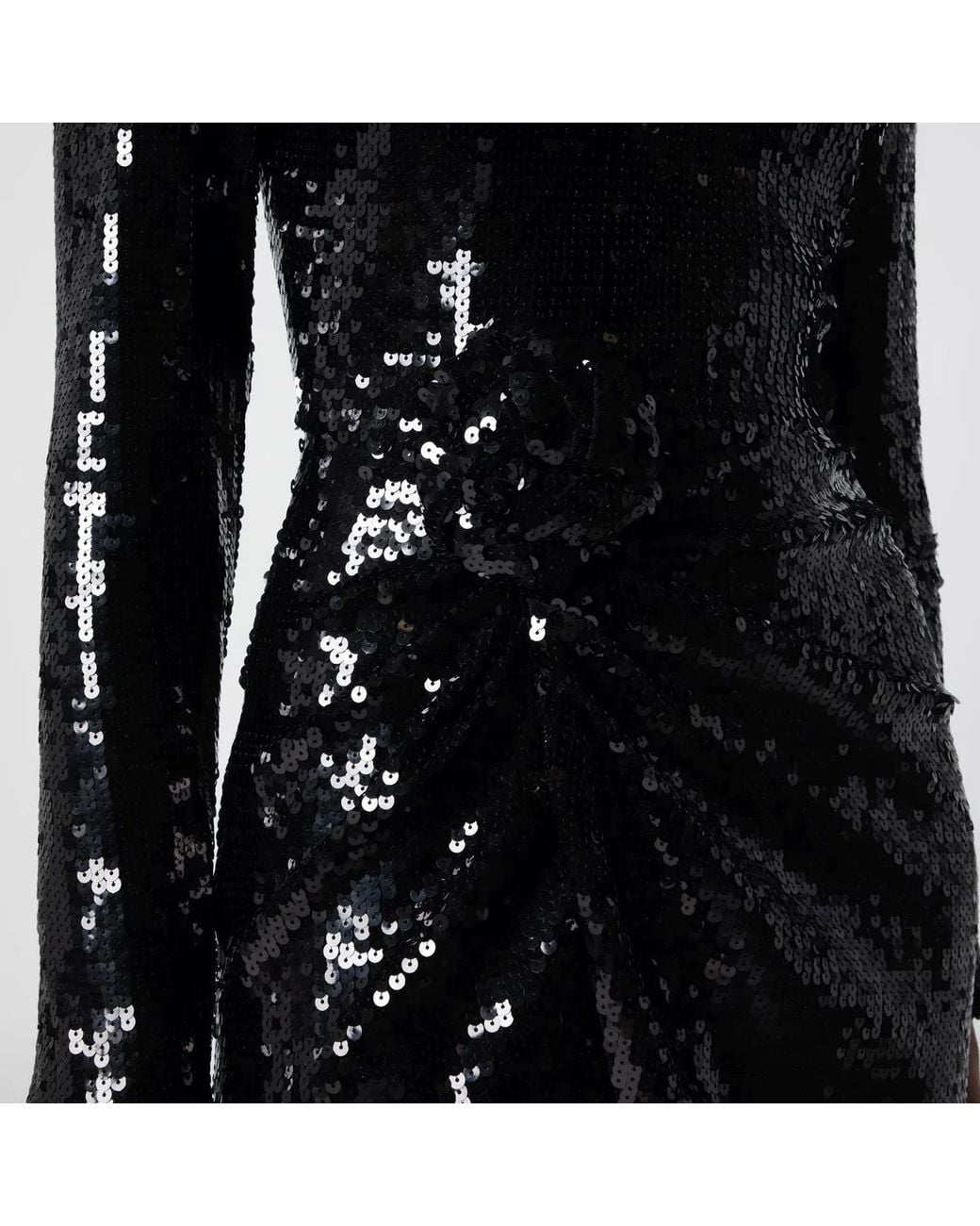 ROTATE BIRGER CHRISTENSEN Black Sequined Mini Dress With Rosette