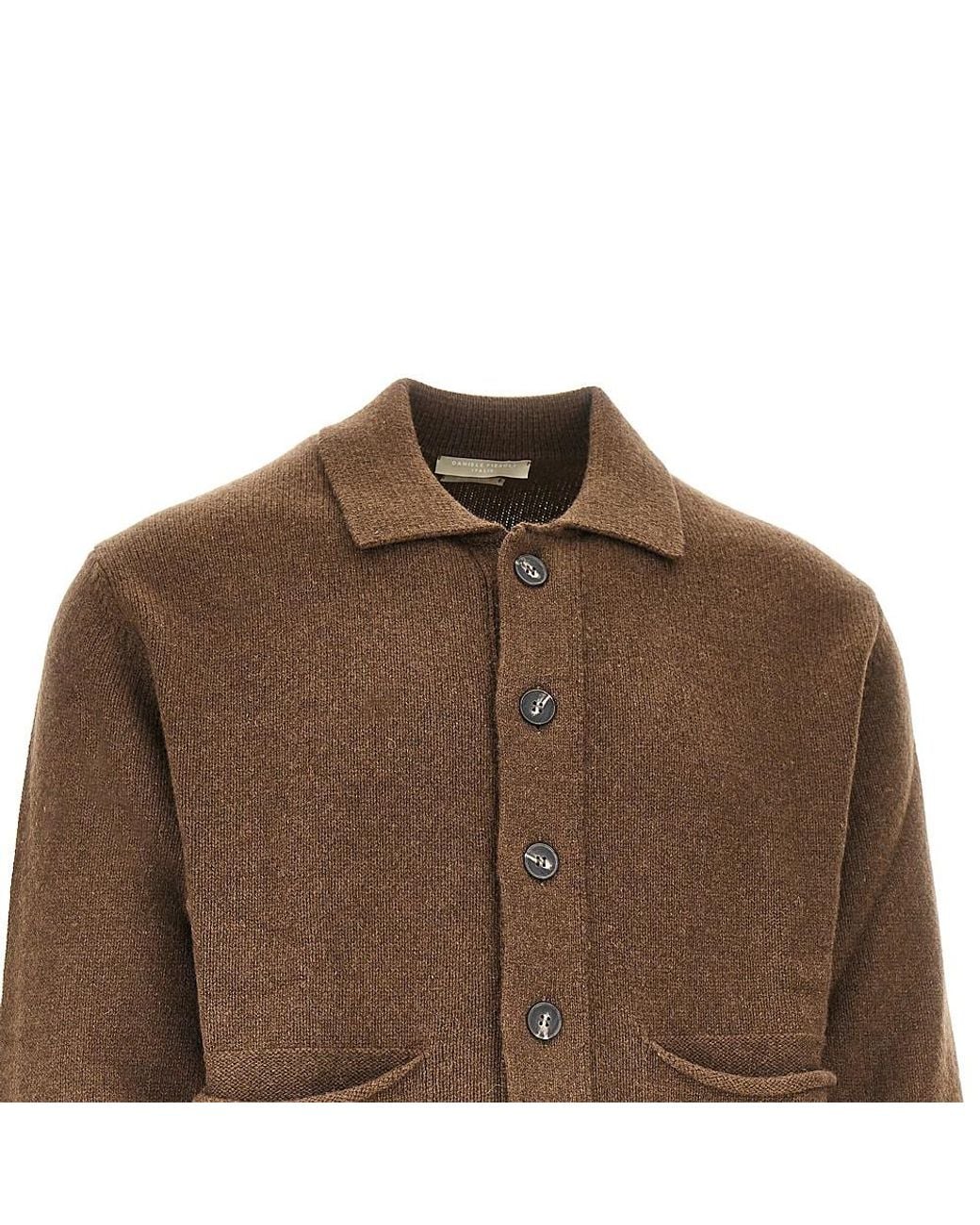 Daniele Fiesoli Brown Upcycled Cashmere Cardigan for men