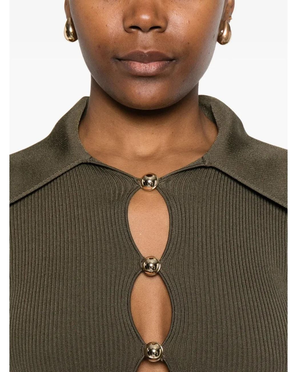 Self-Portrait Green Knit Top