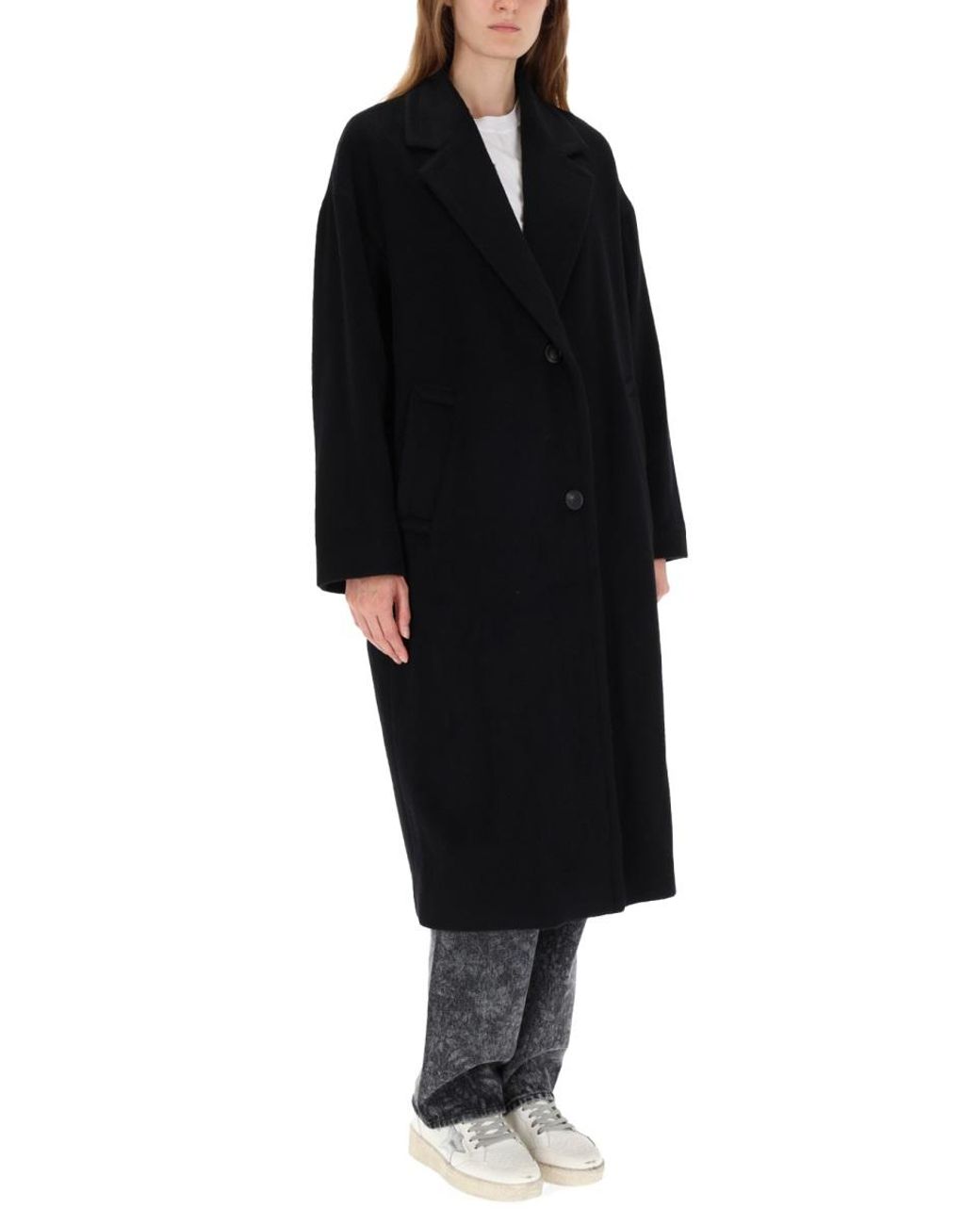 Golden Goose Deluxe Brand Black Single-breasted Cocoon Coat